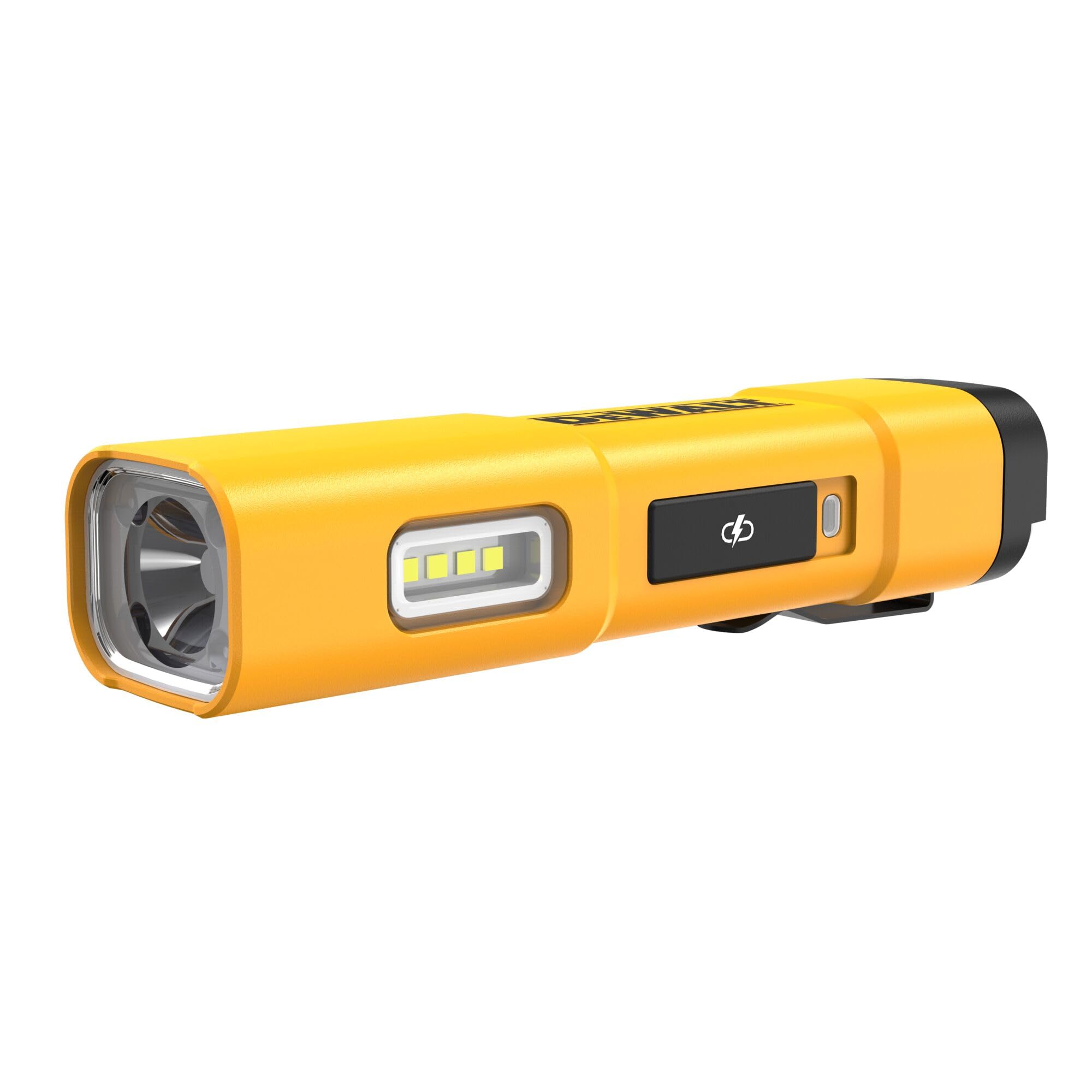 DEWALT LED Flashlight, USB-C Rechargeable, Magnetic Light, Model DCL183, Yellow, Plastic