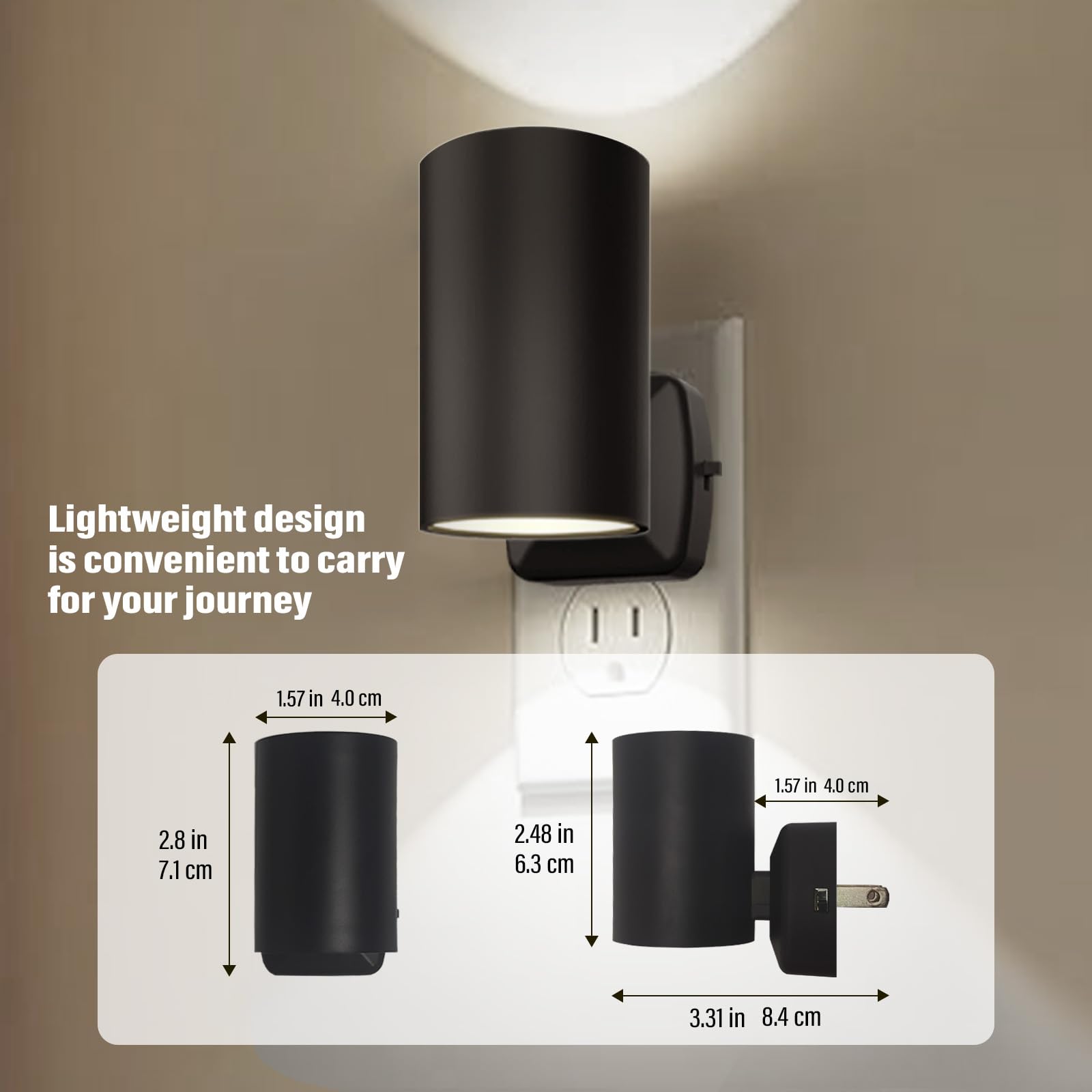 NOVELUX Night Light Plug-In, ETL Certified, Dusk to Dawn Sensor, Adjustable Brightness, 2-Pack, Cool White 5700K, Plastic