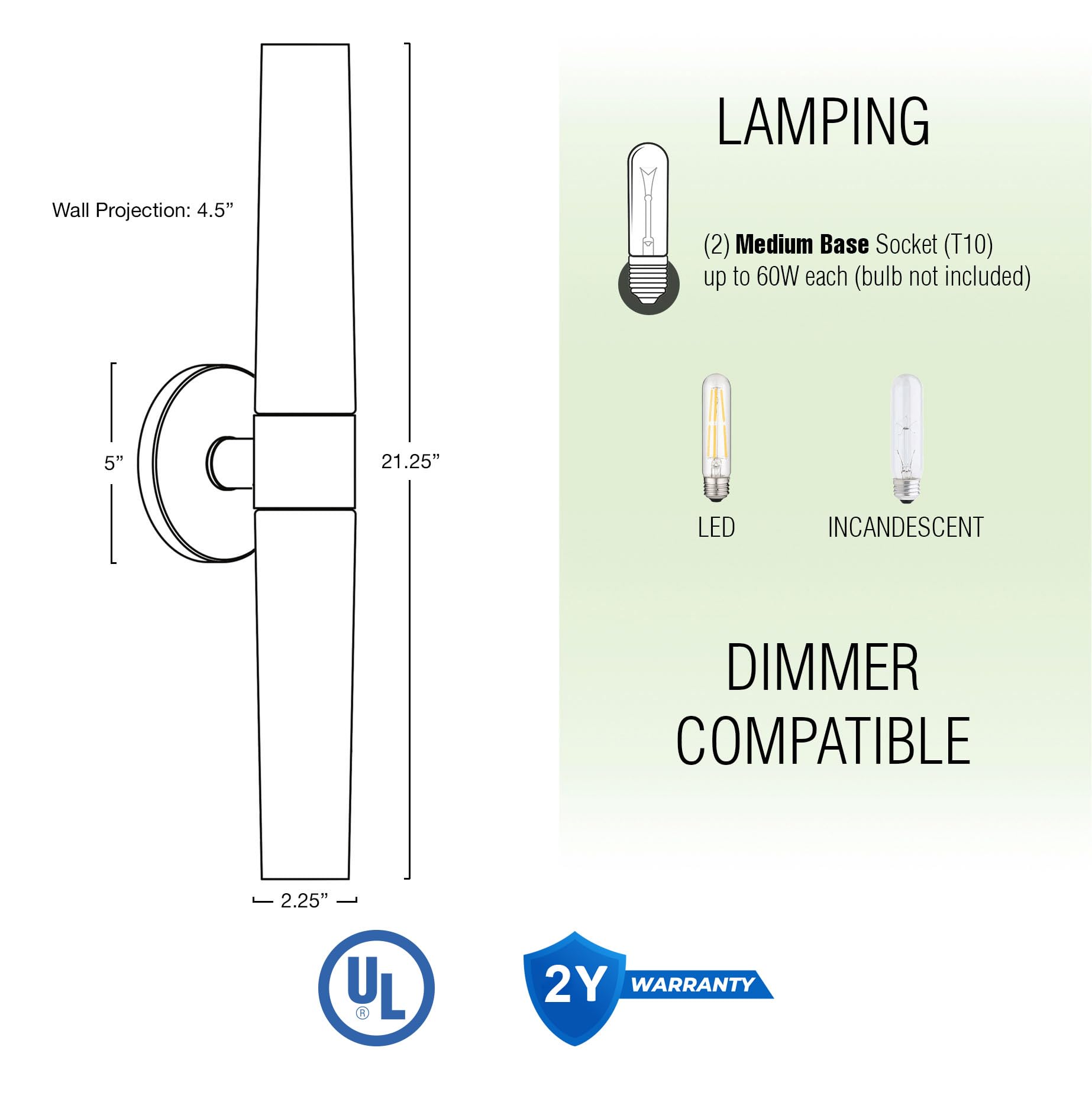 Kira Home Duo 21in Modern Wall Sconce, Frosted Opal Glass, Brushed Nickel Finish, Model RV-W131-1747-BN