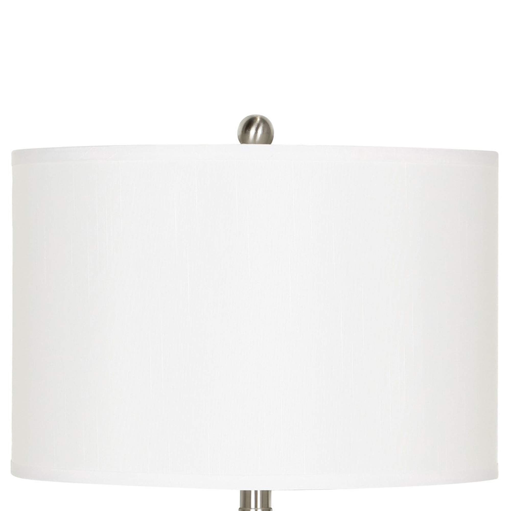 Benzara Metal Table Lamp with Fabric Drum Shade 30x15x15 in. White & Silver Model BM233289