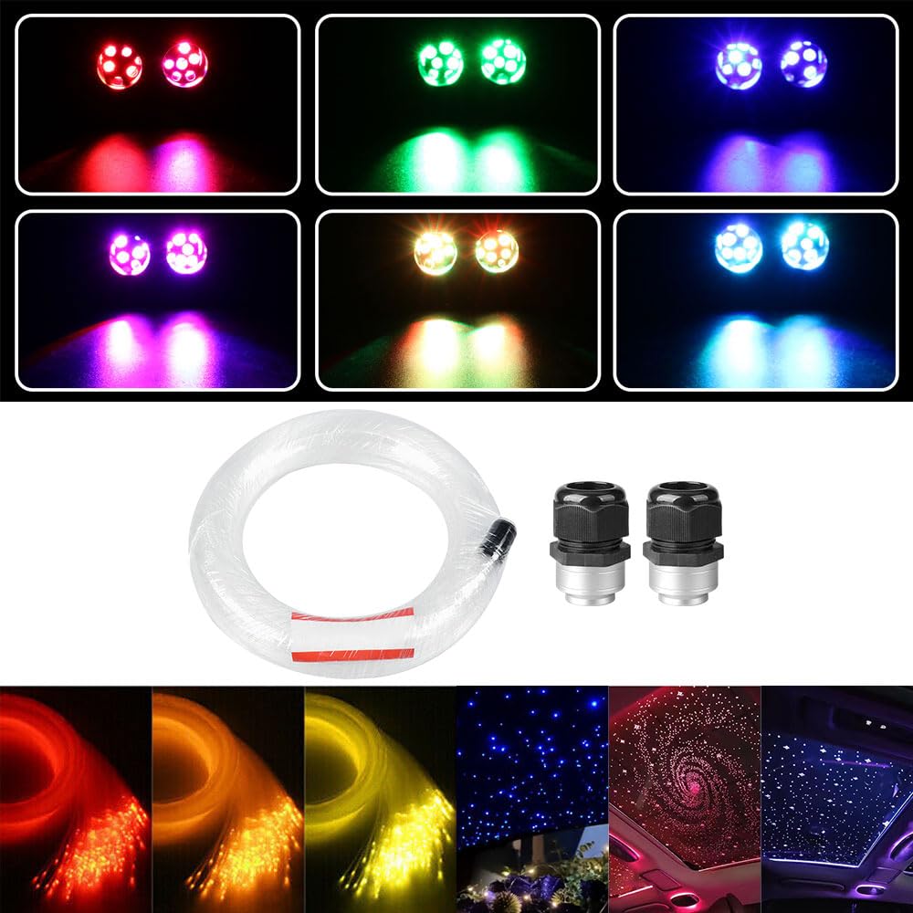 XAEIOW Twinkle Starlight Headliner Light Kit, 16W, 500pcs, 6.5ft, Red, APP/Remote Control for Car/Home/Party