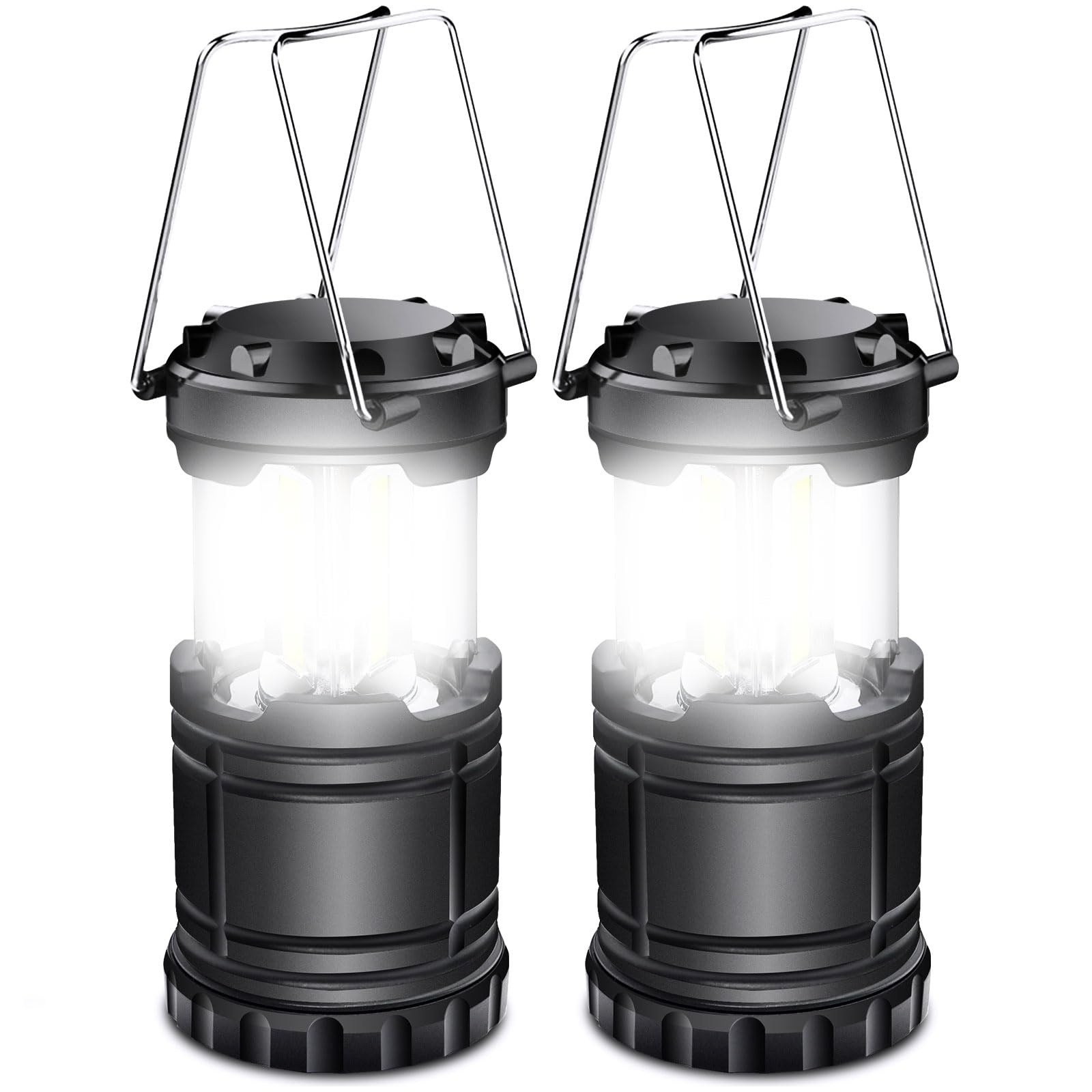 EXTRASTAR LED Battery Operated Camping Lantern, Waterproof, 2 Pack, Black, Model KJ-1286