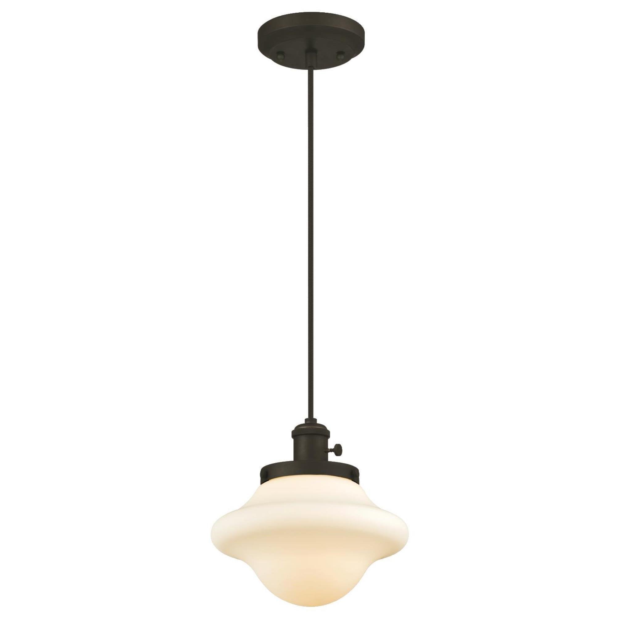 Westinghouse Lighting 6346500 Wanda One-Light Indoor Mini Pendant with Turn Knob, Oil Rubbed Bronze Finish with Frosted Opal Gla