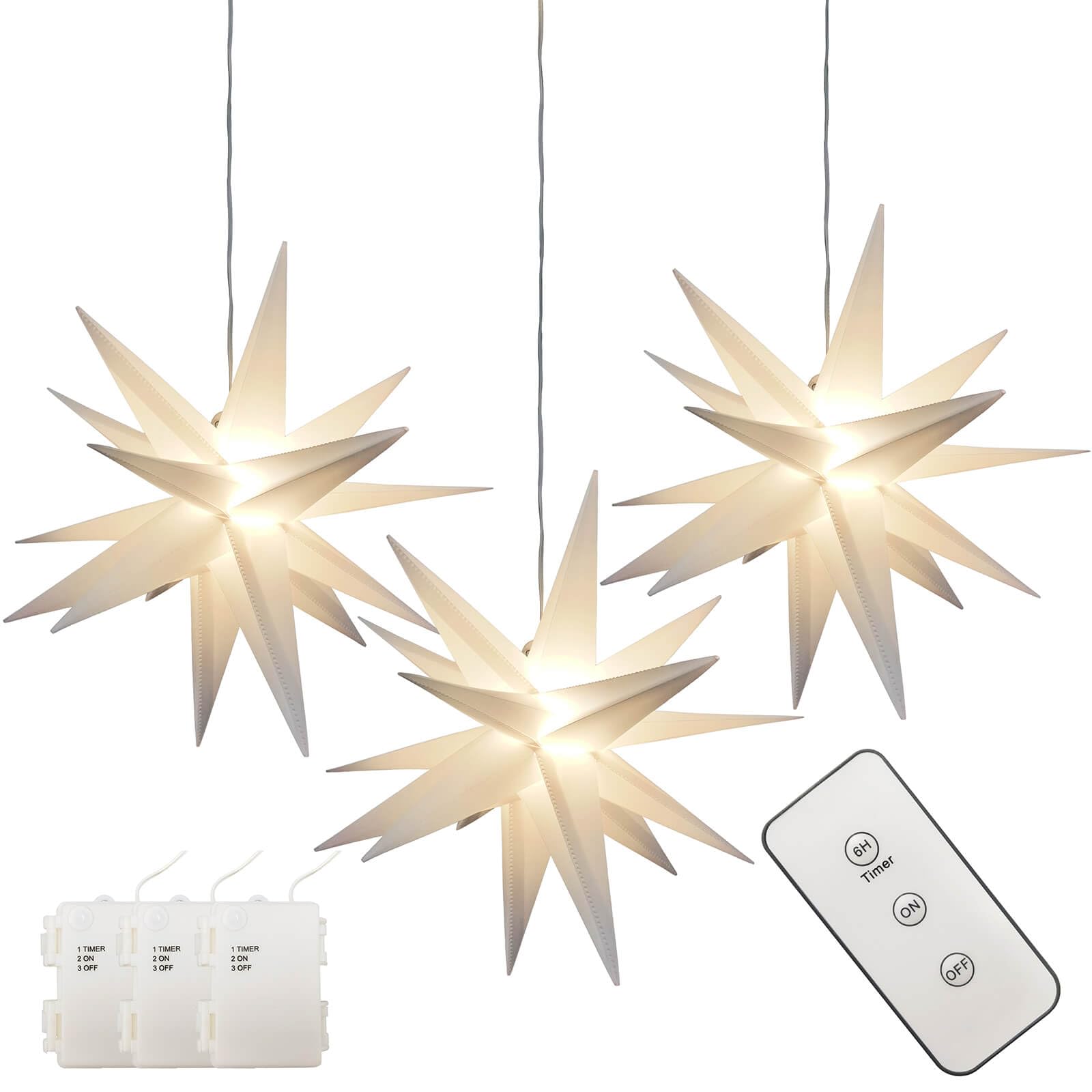 Leejec 13.3'' Moravian Star Outdoor Light with Remote Control, Christmas Decorations, Indoor Hanging, Warm White LED Light, Batt