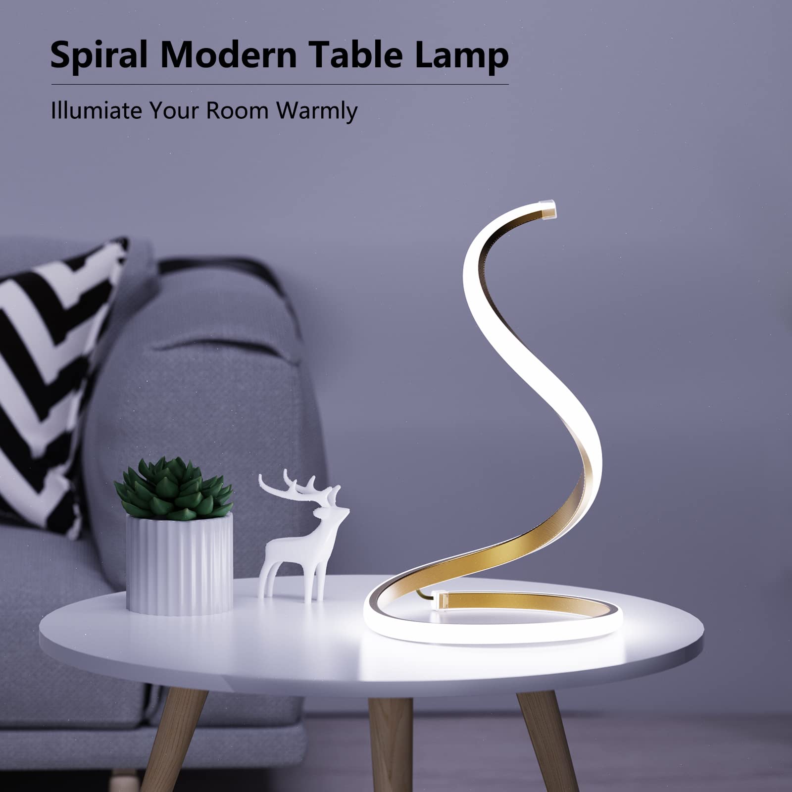 NUÜR Table Lamps Set of 2, Gold, Metal, Stepless Dimmable, Decorative Nightstand Lamps for Bedroom and Living Room