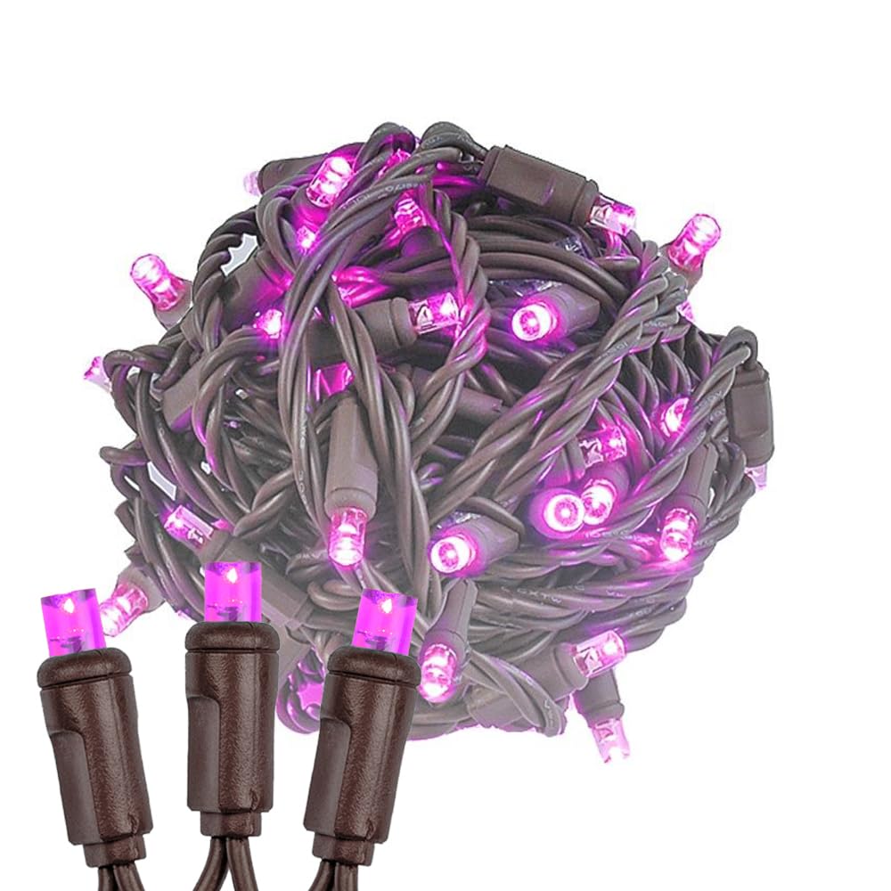Novelty Lights 25ft Pink LED Christmas String Lights, 50 Count, Dimmable, Connectable, Copper Wire, Model MRD-25B-2