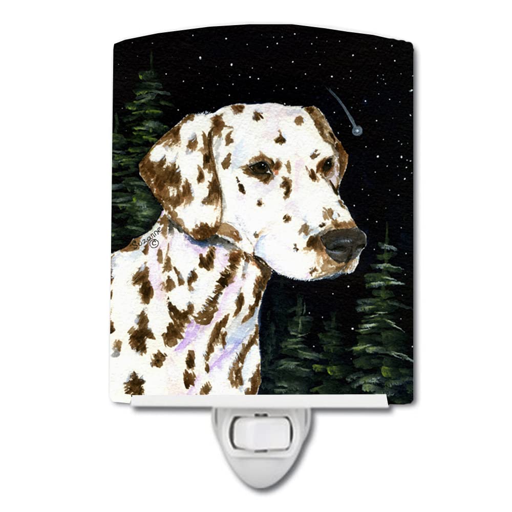 Carolines Treasures Ceramic Night Light, UL-Certified, 6x4x3in, Starry Night Dalmatian, Model SS8518CNL, Multicolor