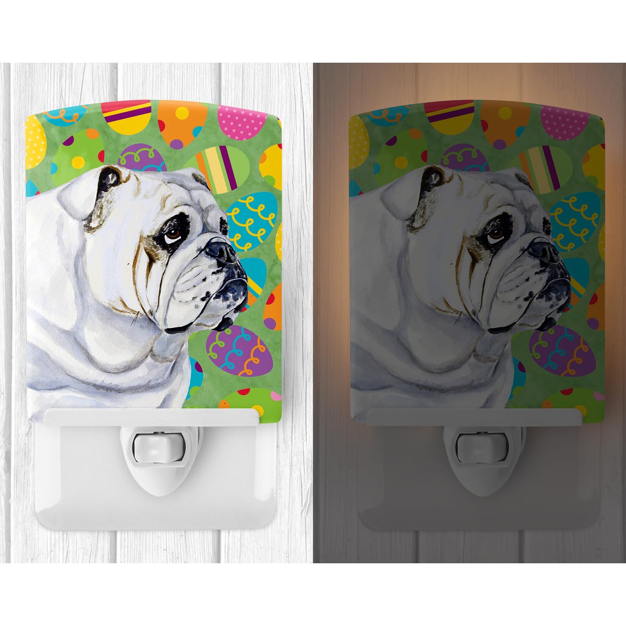 Carolines Treasures Ceramic Night Light Bulldog English 6x4x3in Model LH9409CNL, UL-Certified for Bedroom, Bathroom, Nursery, Kitchen