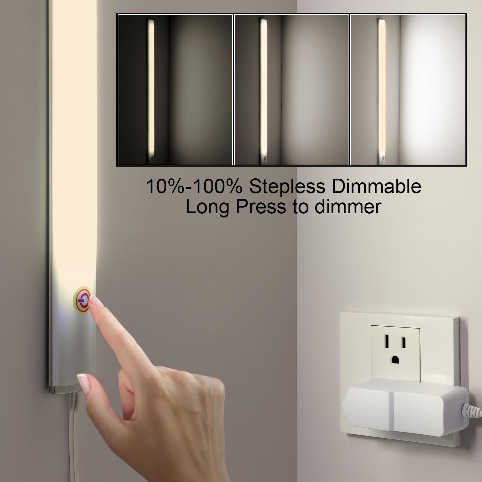 Under Cabinet Lighting Natural White 4000K, Dimmable Under Cabinet Lights With Touch Switch, Led Under Counter Lighting For Desk