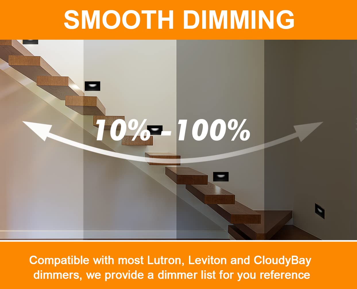CLOUDY BAY LED Step Light, Dimmable 3W 100lm, 3 Color 3000K/4000K/5000K, 4.75 Inch, Aluminum