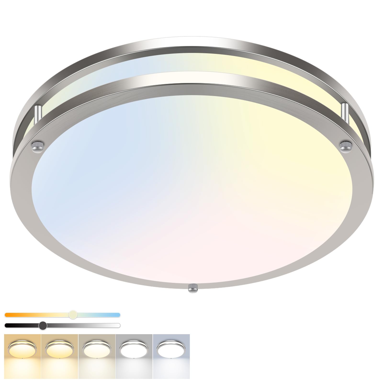 hepside 13inch Ceiling Lights  Dimmable Flush Mount LED Ceiling Light Fixture  5CCT(3000K 3500K 4000K 5000K 6500K) 24W Adjustable Ceiling Lamps for Bathroom Bedroom Hallway