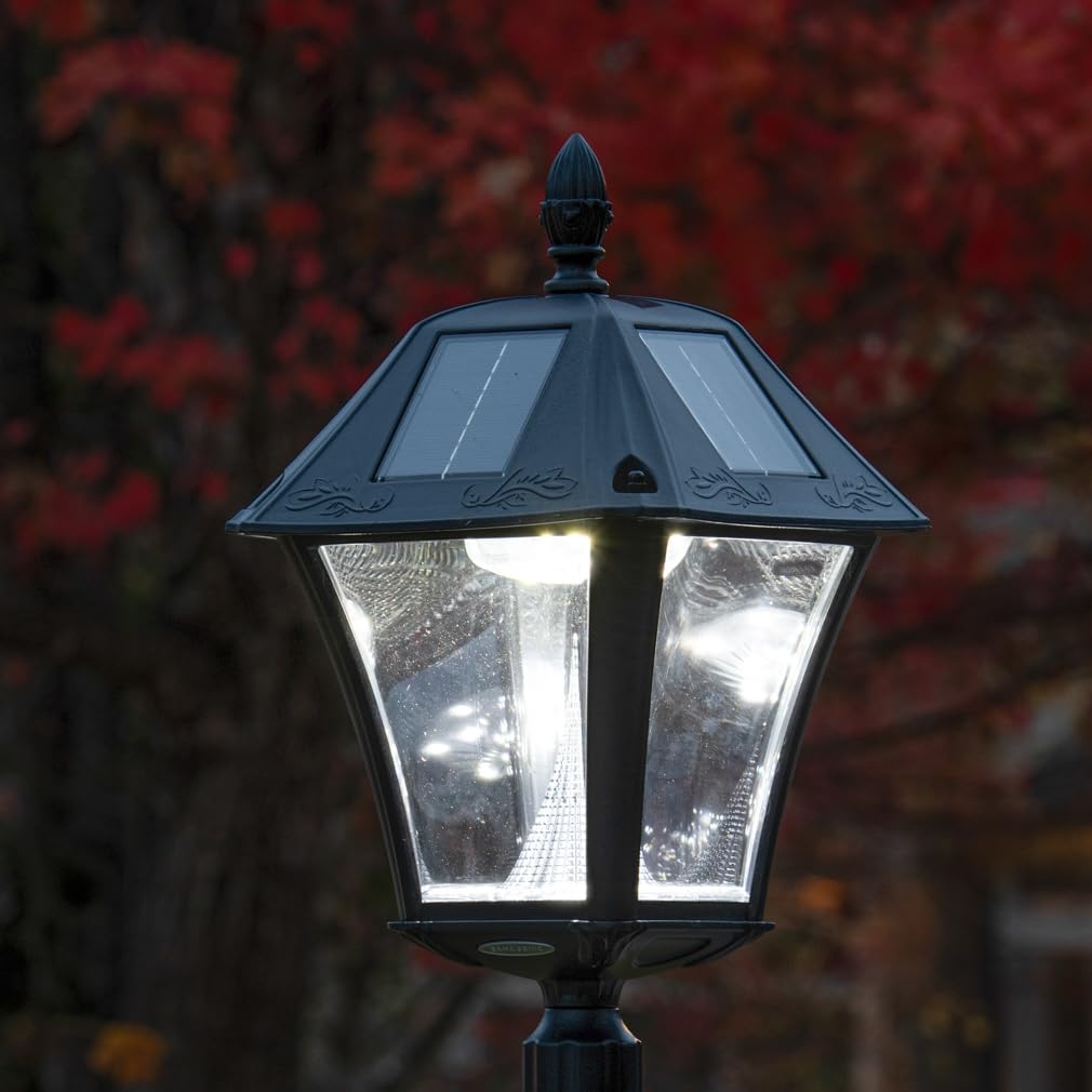 Gama Sonic Baytown II Outdoor Solar Light, Bright White LED, Lamp Only, Black, Model GS-105FPW-BW