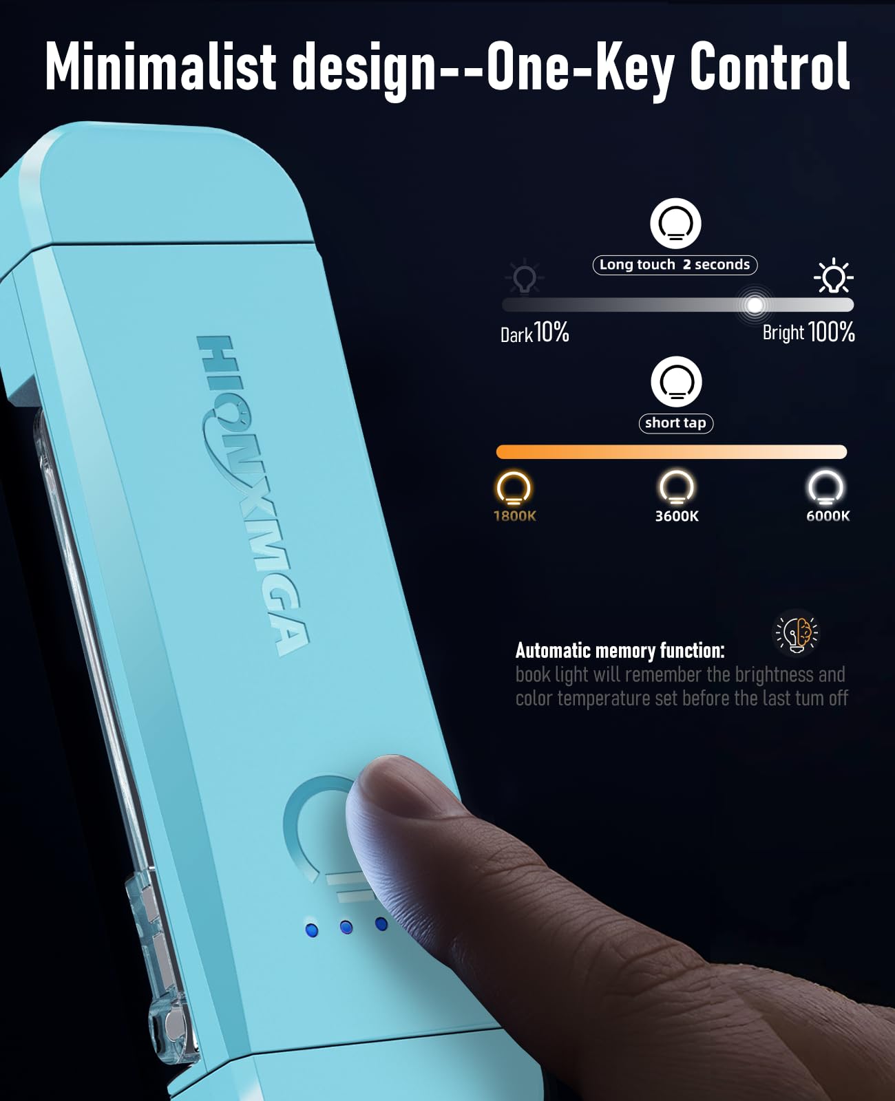 Hionxmga Book Reading Light 2 Pack Silent Touch Books Lamp For Reading In Bed Rechargeable Clip On Booklight With 3 Amber Color & 7 Leds Precise Dimming For Night Reading For Book Lover Kid Green+Blue