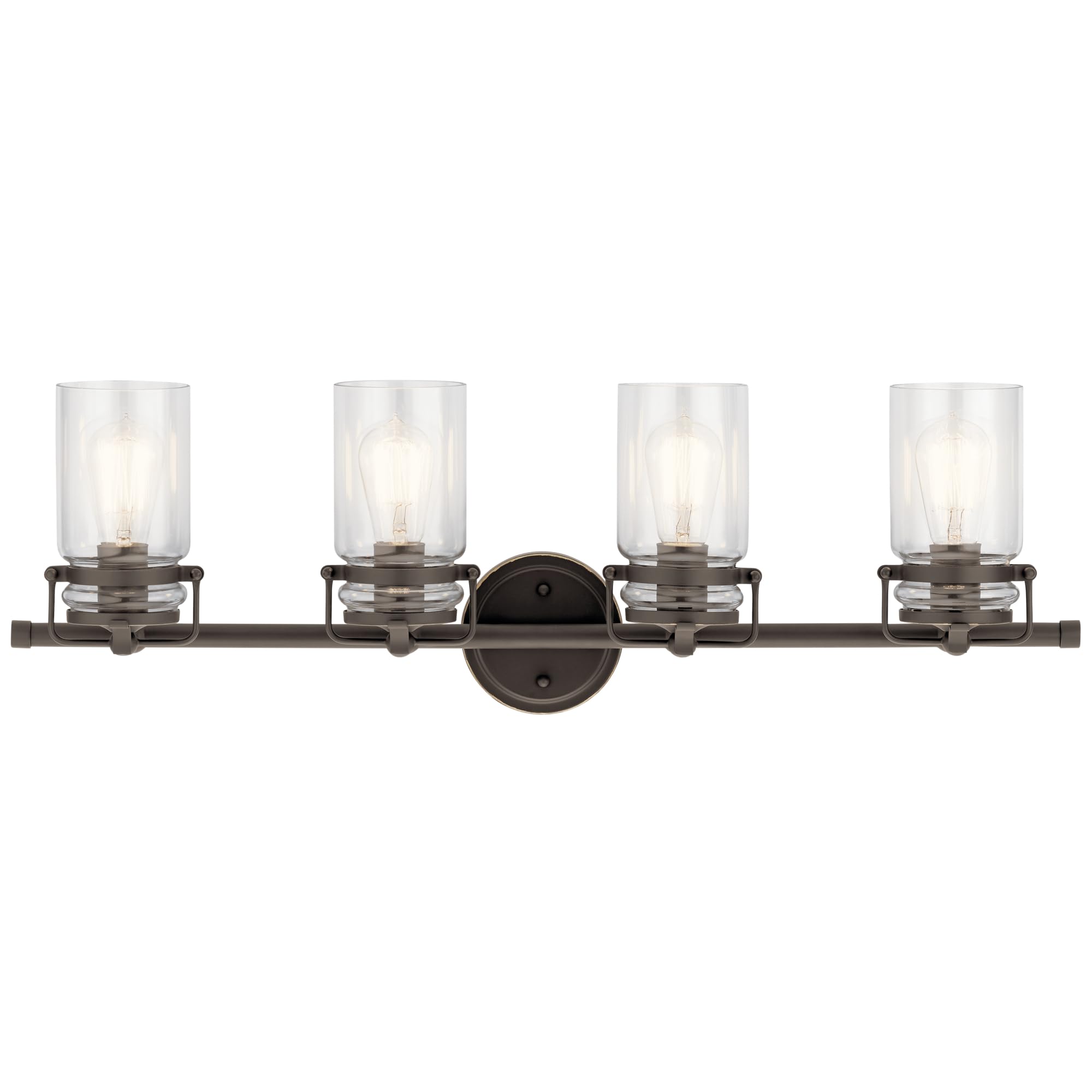 Kichler Brinley 32.25'' Vanity Light In Olde Bronze?, 4-Light Farmhouse Bathroom Light With Clear Glass, (32.25'' W X 10'' H), 4