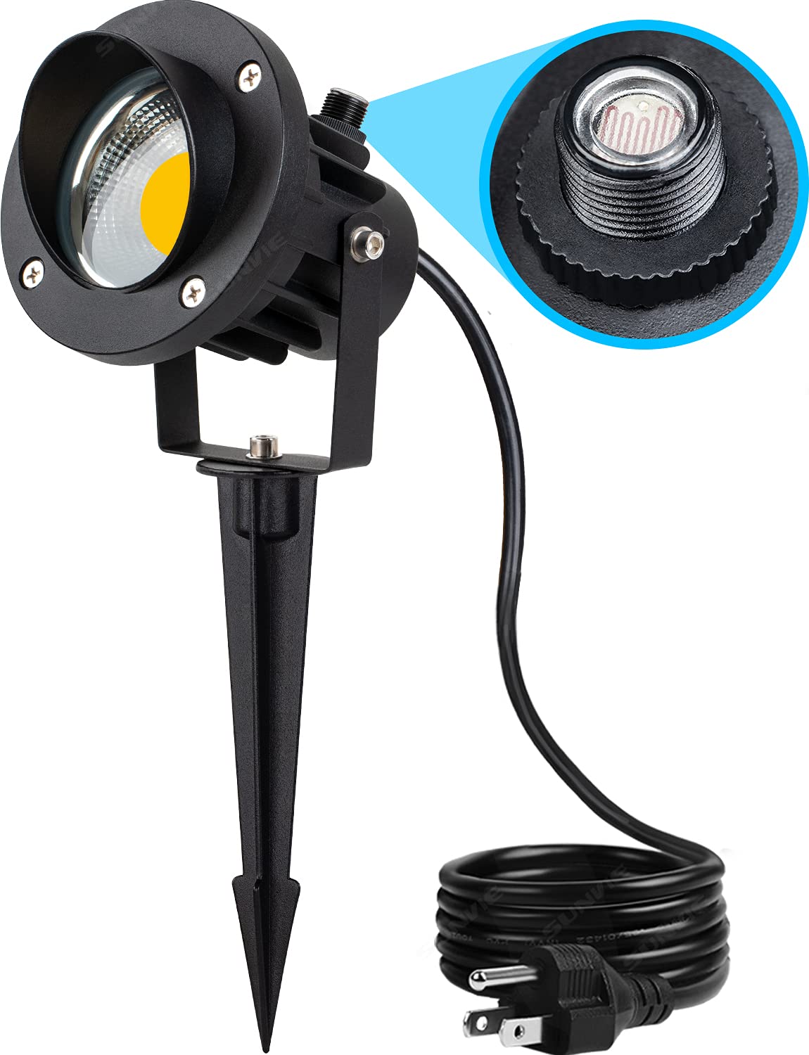 SUNVIE 20W Outdoor Landscape Spotlight 3000K LED Waterproof with Photocell Sensor 1 Pack White