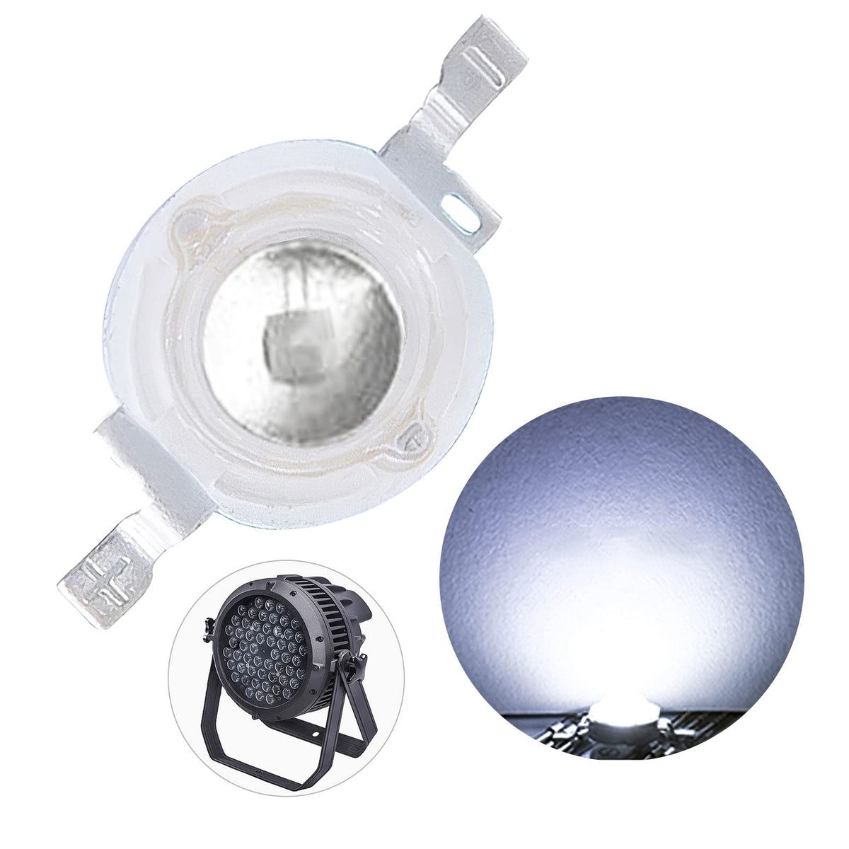 (Pack Of 20) 3W 6500K Cold White Led Beads, Led Chip Lamp Bulb For Led Stage Lights