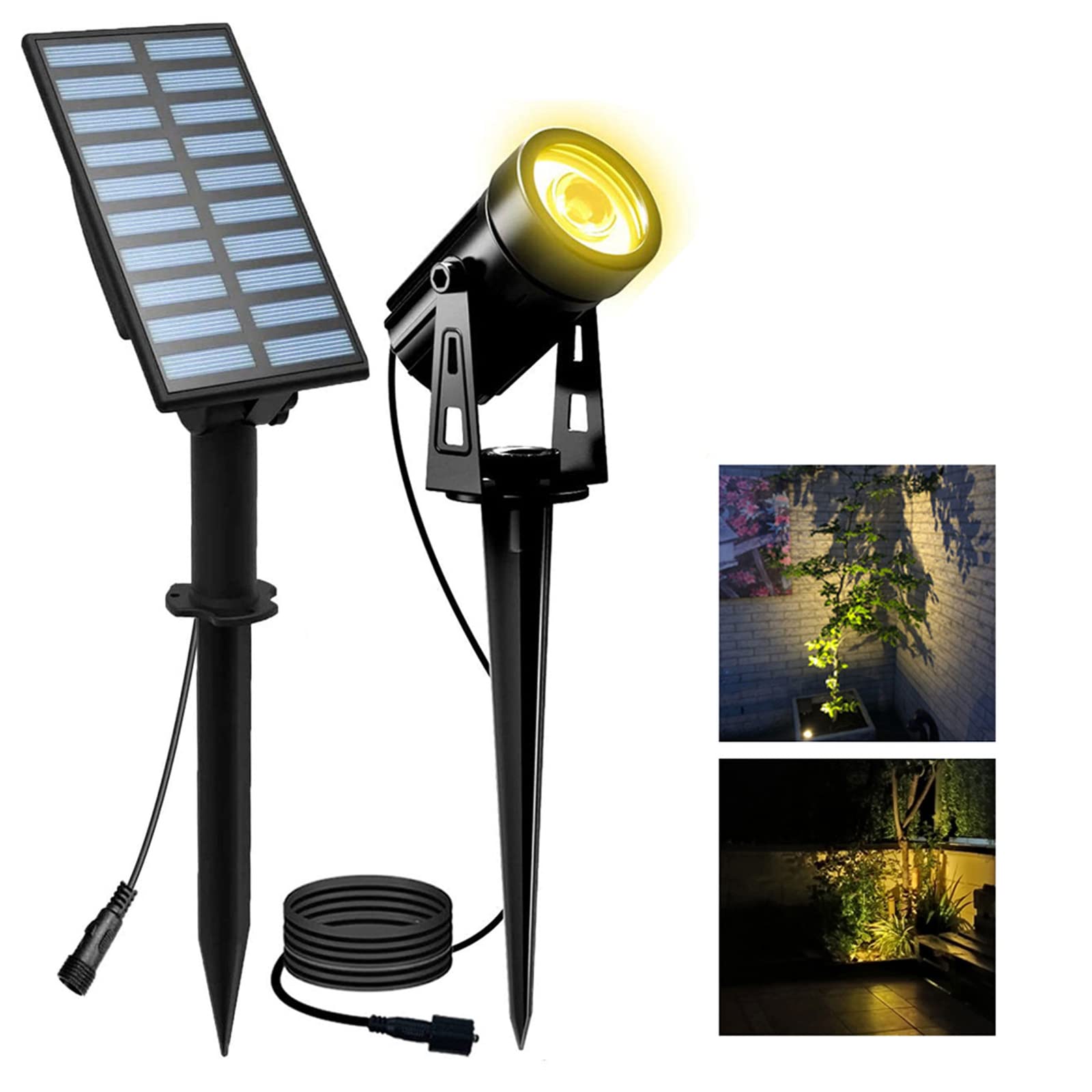 T-SUN Solar Spotlights Outdoor Waterproof, Solar Landscape Spotlights, Solar Powered Spot Lights for Trees, Flag, Garden, Pond, 
