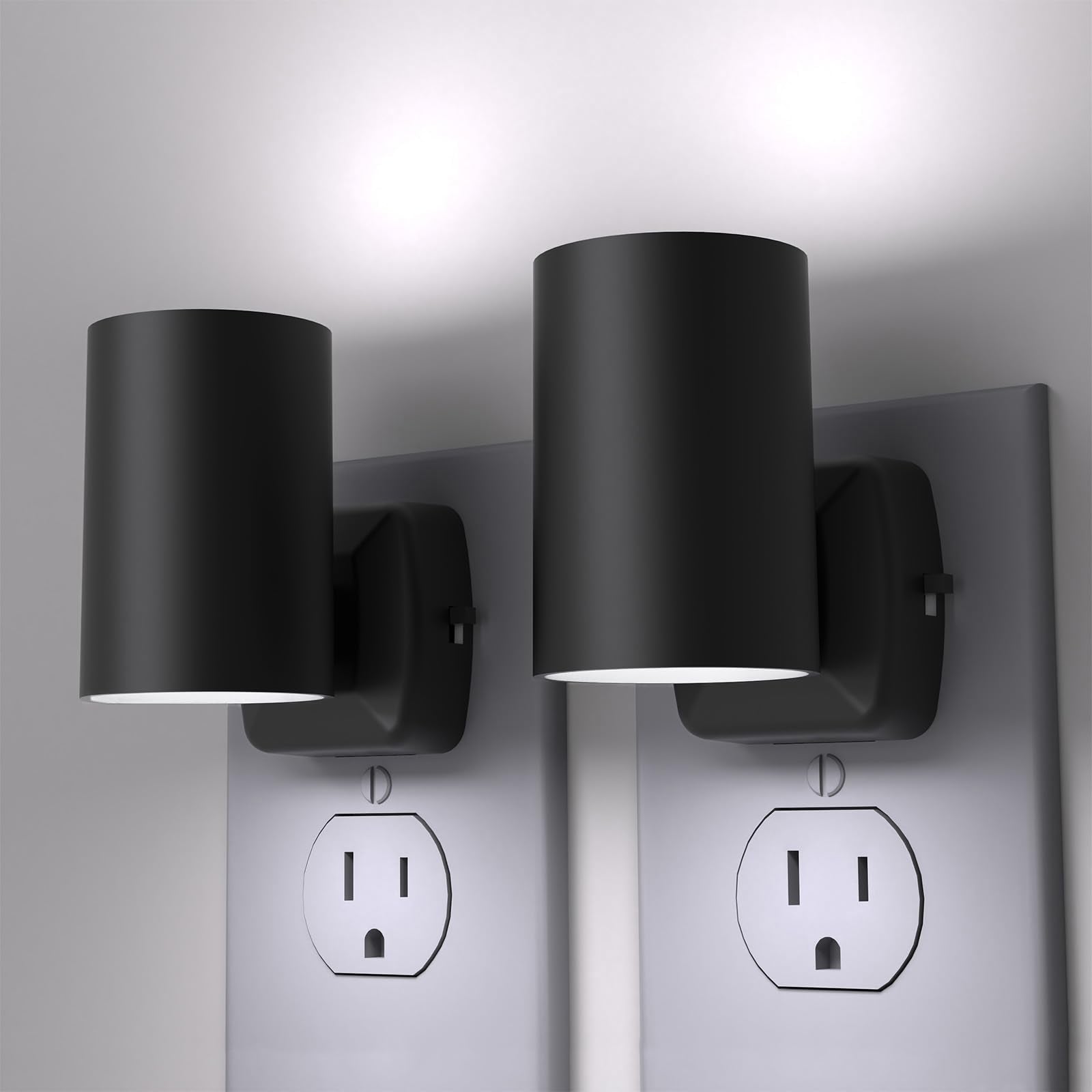 NOVELUX Night Light Plug-In, ETL Certified, Dusk to Dawn Sensor, Adjustable Brightness, 2-Pack, Cool White 5700K, Plastic