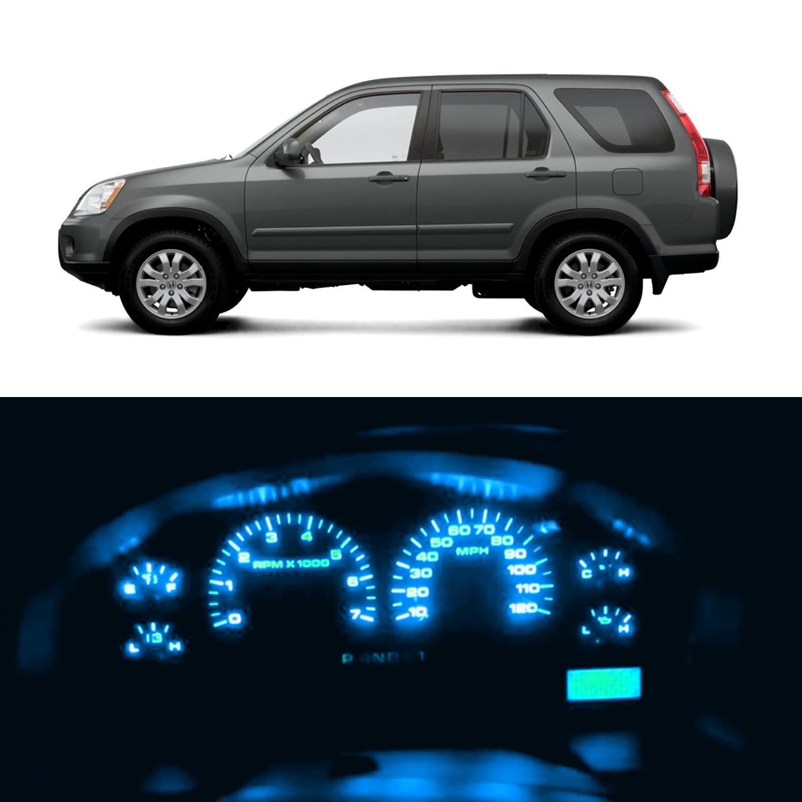 WLJH High Bright Ice Blue Instrument Panel Cluster Speedometer Gauge Tachometer 12V Full LED Light Package Kits for Honda CRV CR-V 2002-2006 Pack of 12