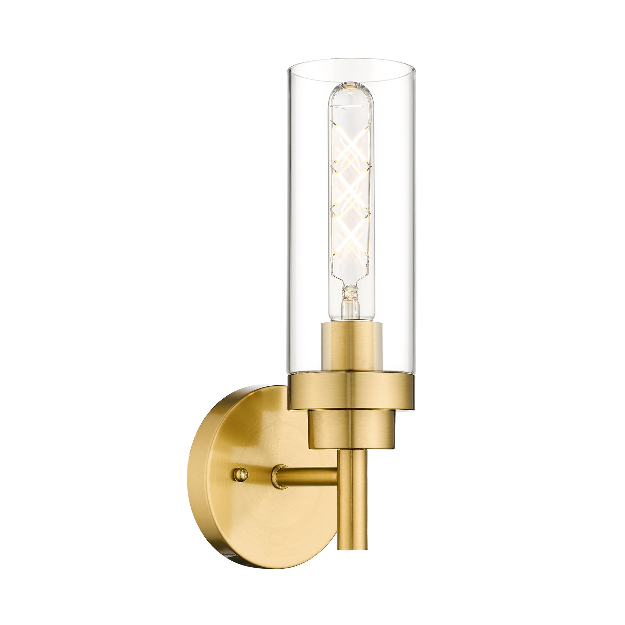 Emak Brushed Gold Sconce, Bathroom Vanity Light With Clear Glass Shade, Modern Wall Light Fixtures For Bathroom, Mirror, Hallway