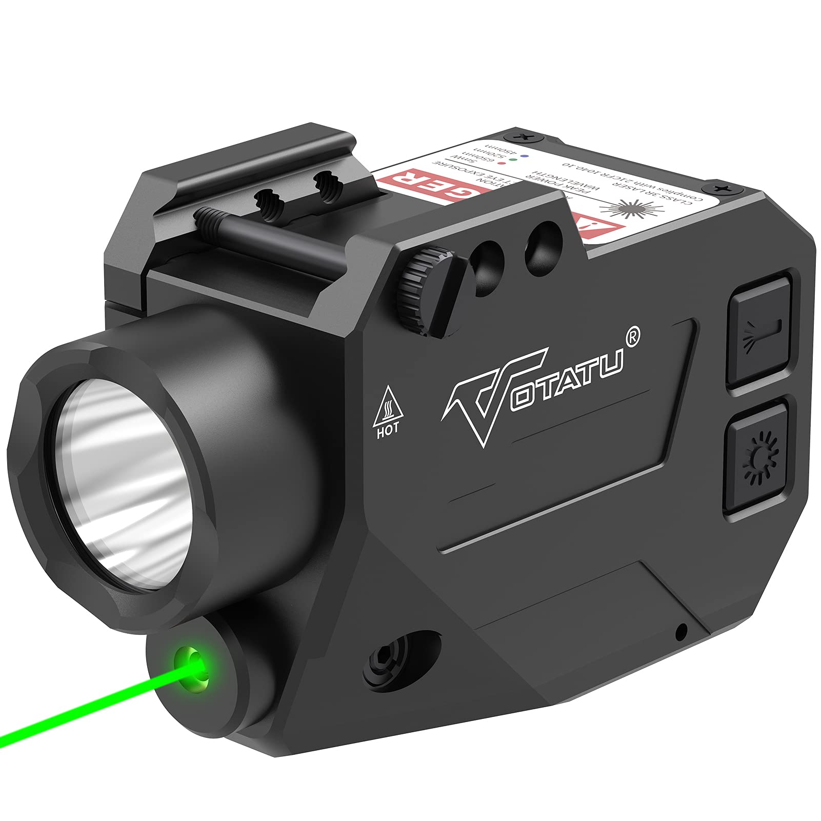 VOTATU H2L-G Green Laser Light Combo  Magnetic Rechargeable 1000 Lumens Strobe Weapon Light with Green Beam Laser Sight for Handheld Toy HandLauncher