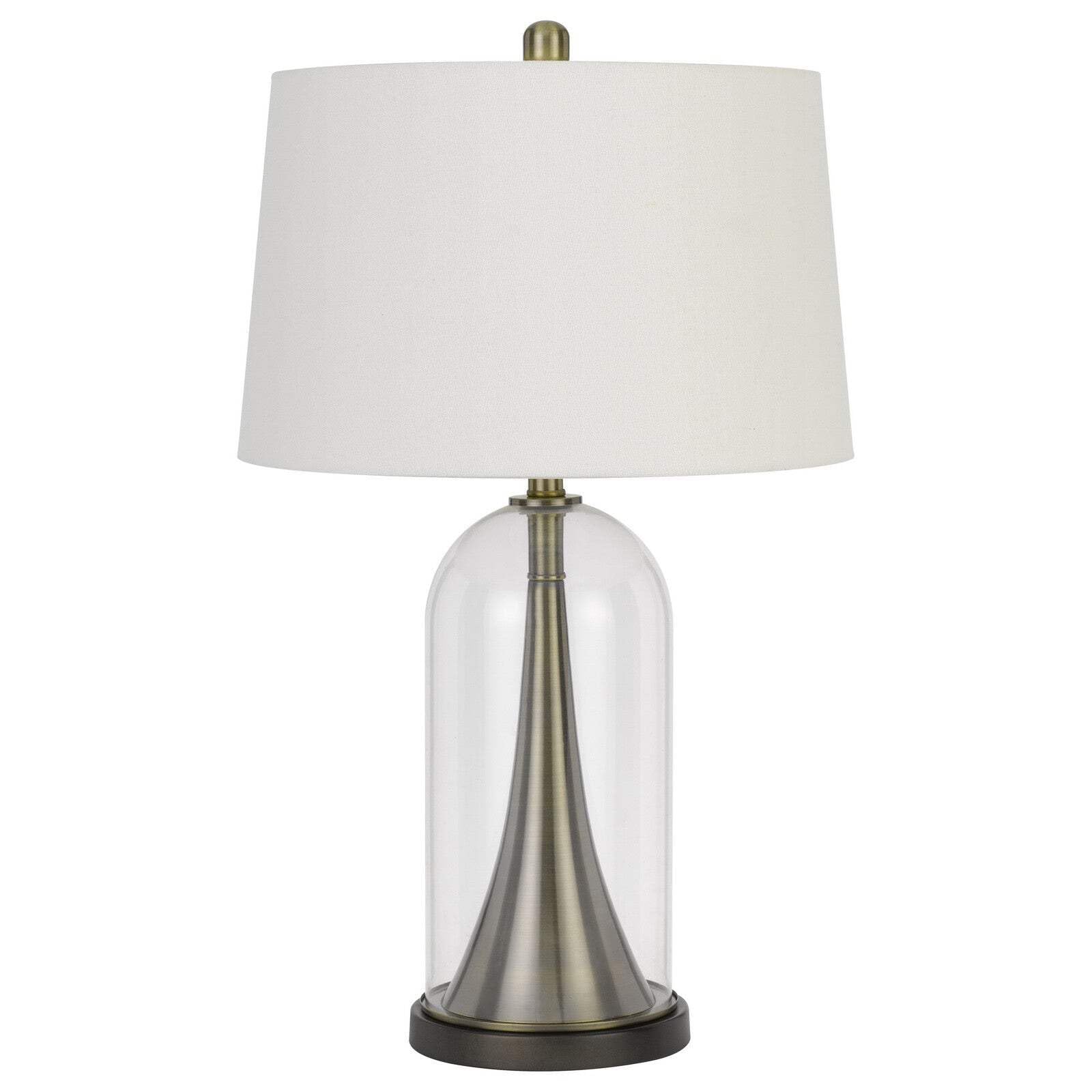 HomeRoots Metal Table Lamp with Empire Shade, 29 in., Clear & White, Model 524714