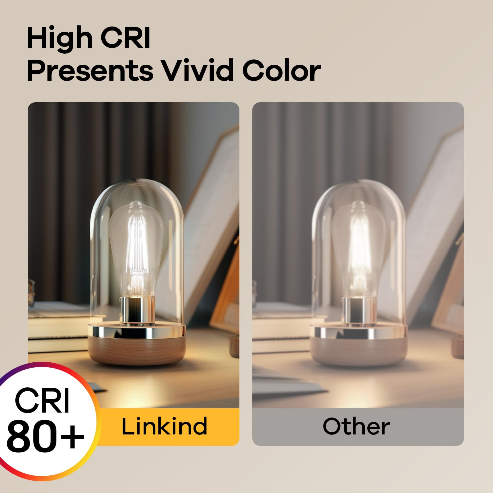 Linkind Edison Light Bulbs Dimmable, 60W Equivalent E26 Vintage Edison Led Bulbs St58 Antique Decorative Filament Led Light Bulb