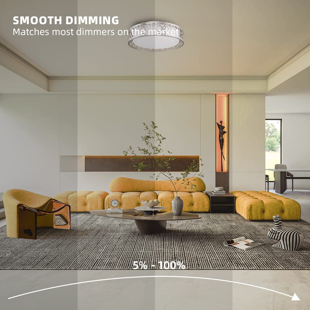 Vicnie Flush Mount Light Fixtures, 12 Inch Dimmable Led Kitchen Ceiling Lights, 15W 1100 Lumens 3000K Warm White, Etl Listed,Bru