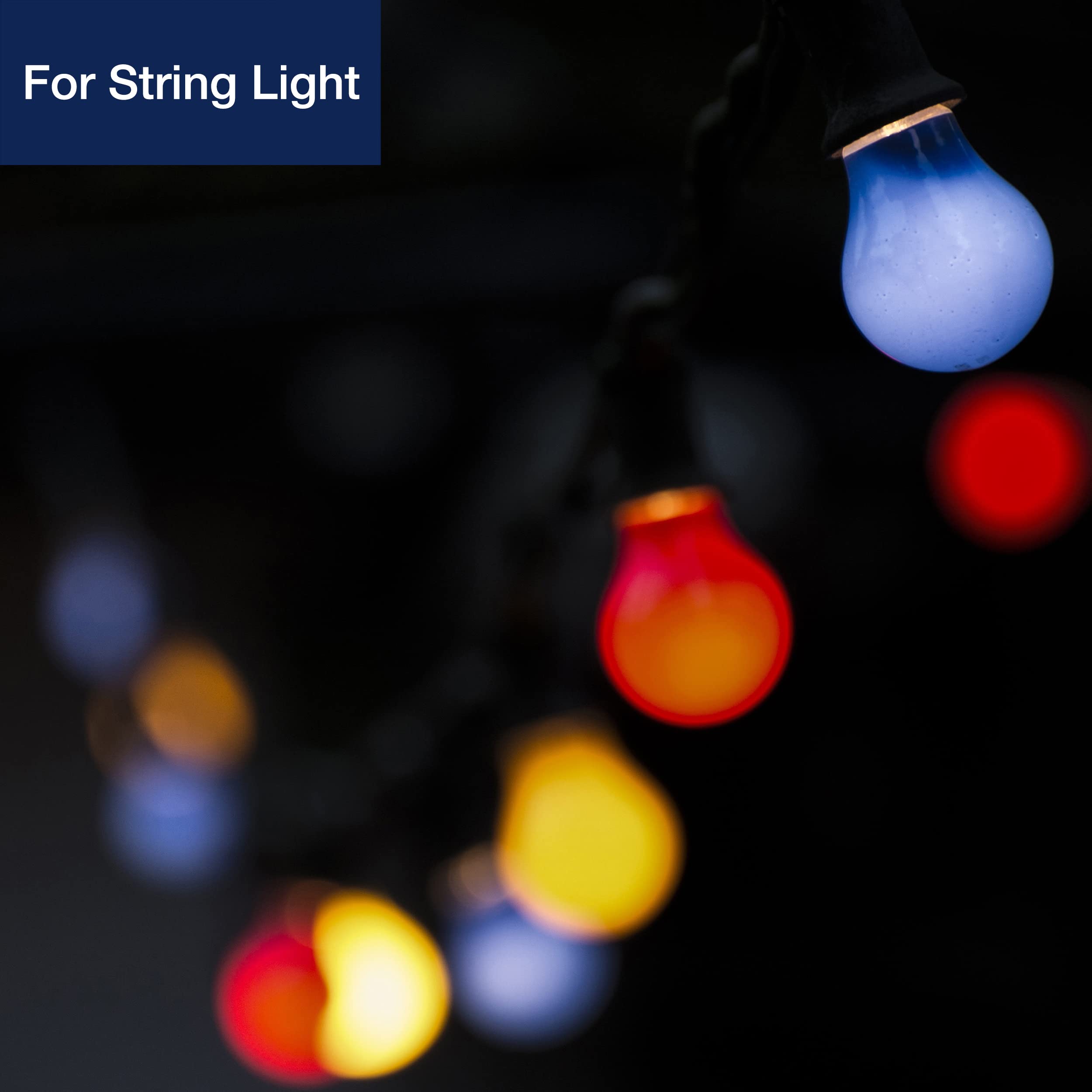 Flsnt 48 Pack S14 Colored Led String Light Bulbs, Waterproof Outdoor Replacement Bulbs, E26 Base, Cri80, Red/Green/Blue/Warm White