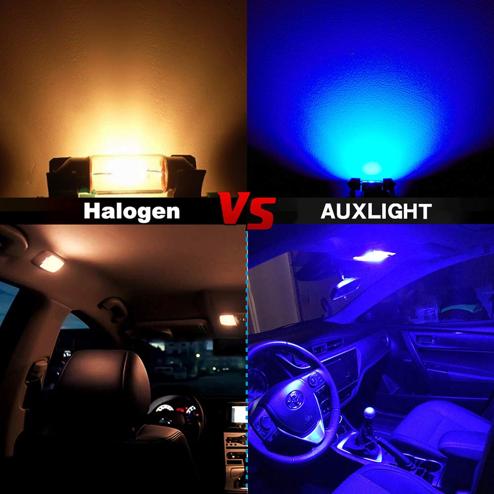 Auxlight 6614 6641 6612F 6615 F30-Whp Ts-14V1Cp 29Mm 1.14”Festoon Led Interior Light Bulbs Ultra Blue, Super Bright 6Smd Chips For Car Suv Truck Sunvisor Vanity Mirror Lights (Pack Of 6)