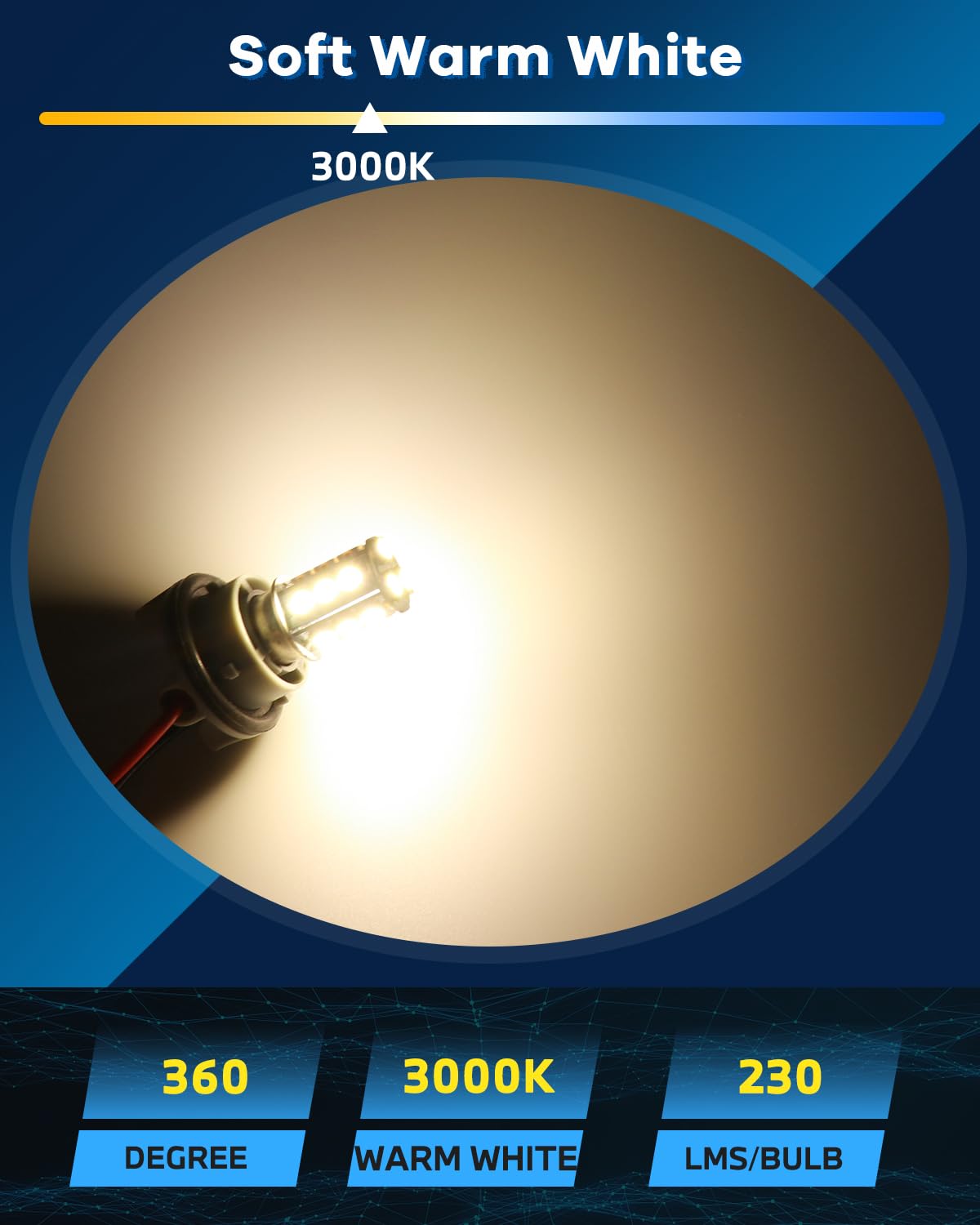 Alopee 1141 LED Bulb RV Light, 5050 18SMD, Warm White, 12V, Replacement for 7506 1141 1003, Pack of