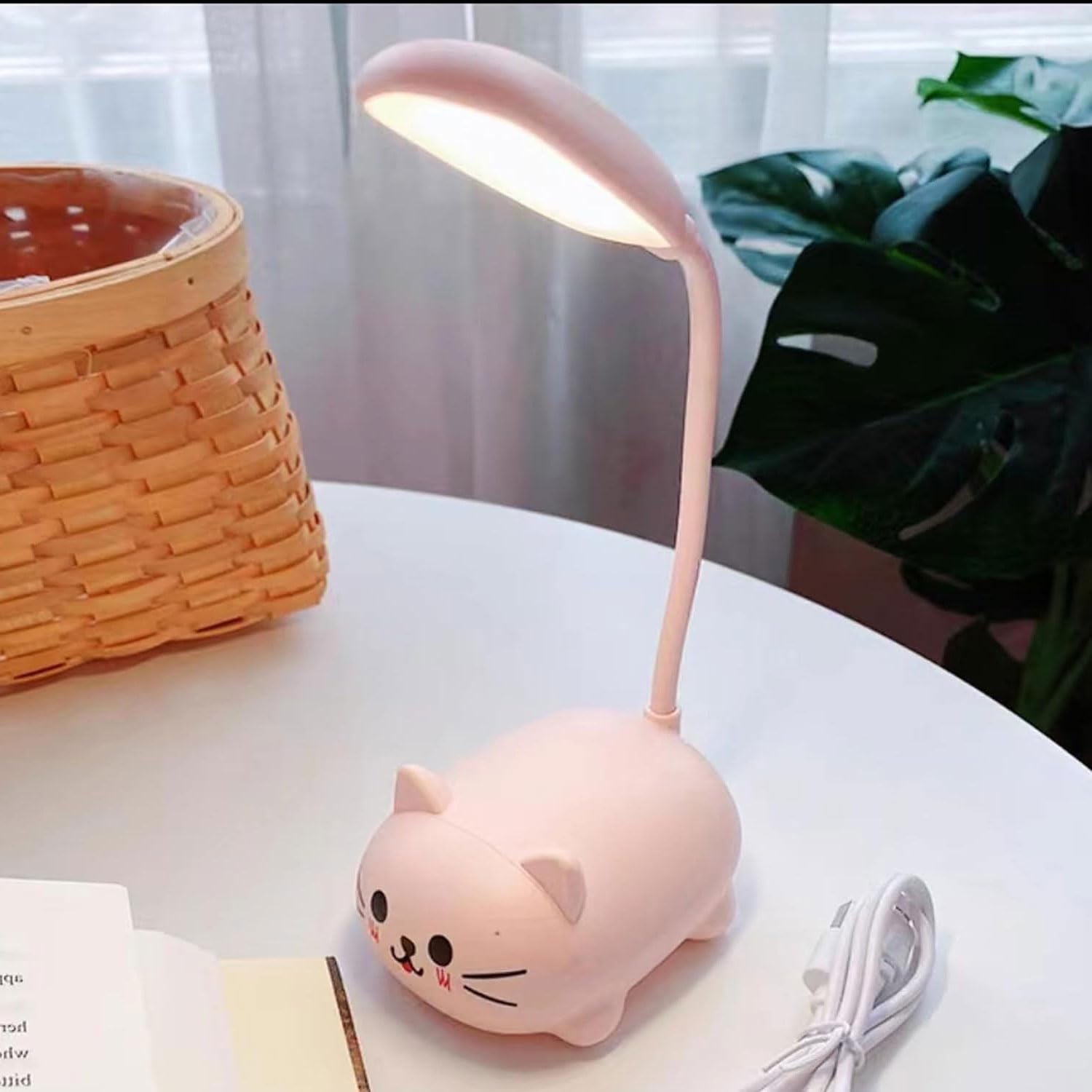 Genyerl LED Desk Lamp for Kids,Mini Cat Night Light, Cute Cat Foldable USB Rechargeable Reading Light Bedroom Childrens Bedside