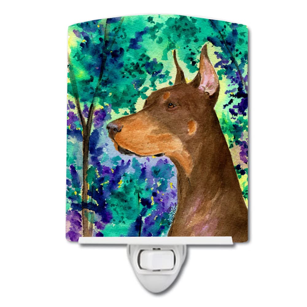 Caroline'S Treasures Ss8457Cnl Doberman Ceramic Night Light Compact, Ul-Certified, Ideal For Bedroom, Bathroom, Nursery, Hallway, Kitchen, 6X4X3, Multicolor