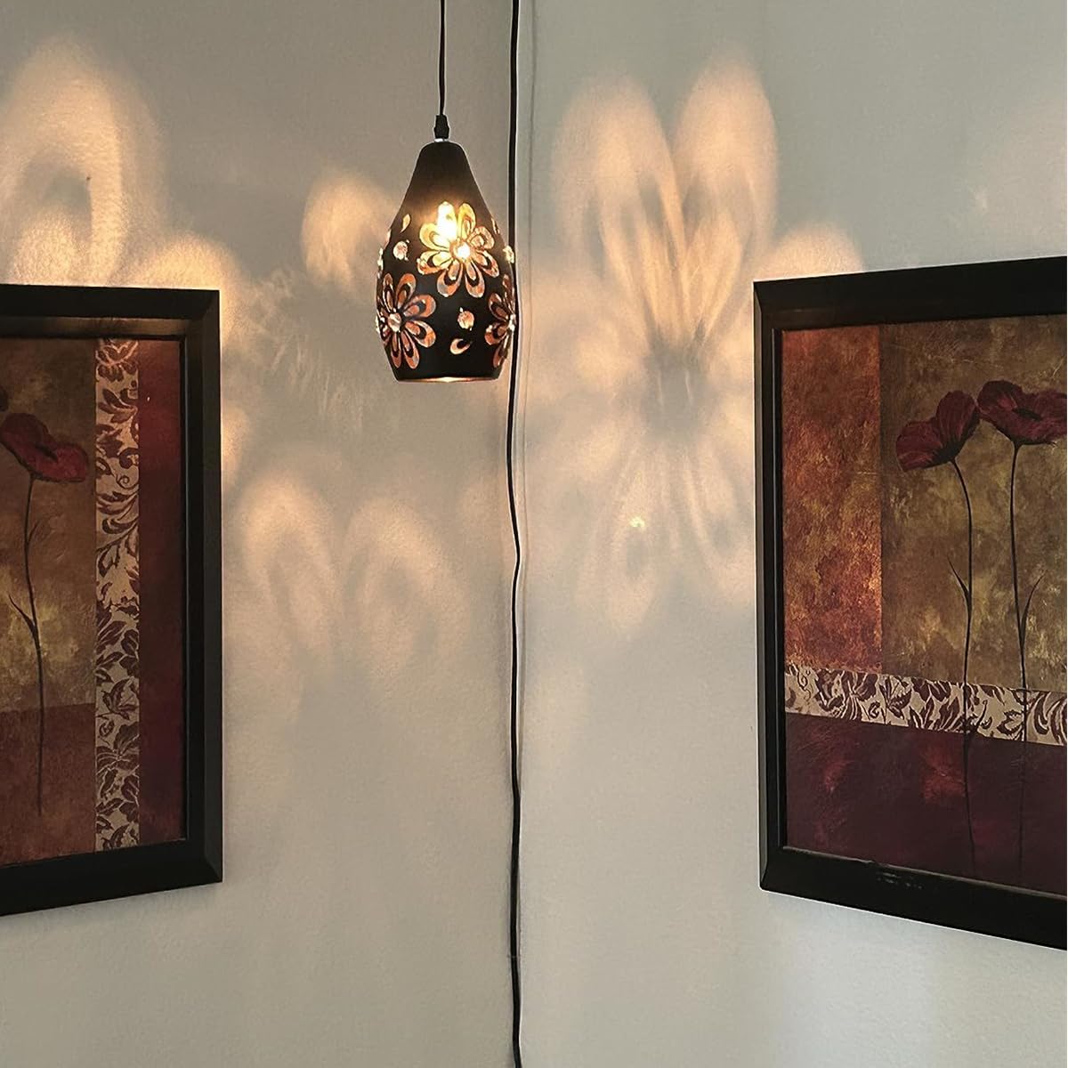 Ylong-Zs Farmhouse Pendant Light With Dimmer, Black & Gold Metal, 16.4 Ft Cord, Rustic Ceiling Lamp