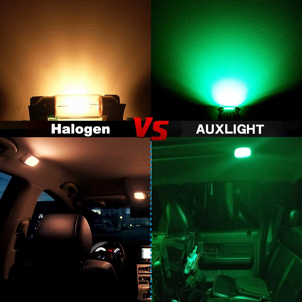 Auxlight 6614 6641 6612F 6615 F30-Whp Ts-14V1Cp 29Mm 1.14   Festoon Led Interior Light Bulbs Green, Super Bright 6Smd Chips For