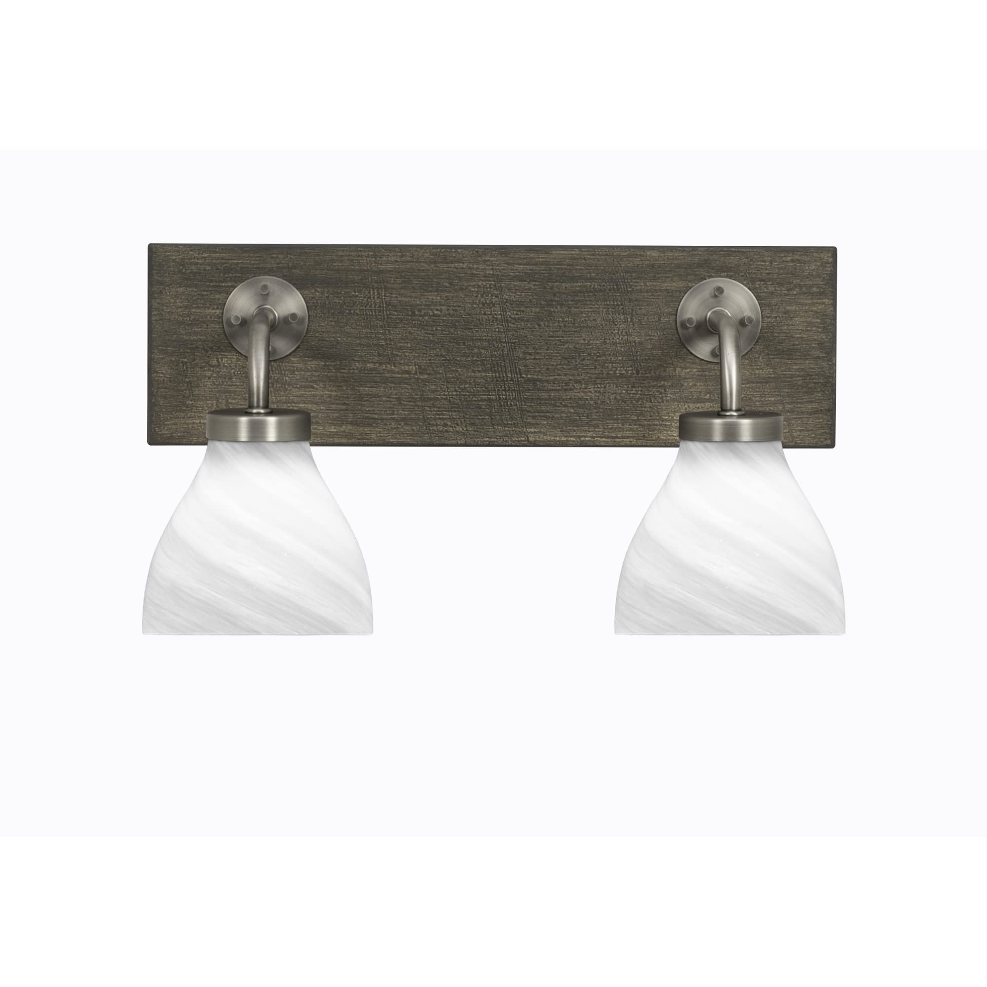 Oxbridge 2 Light Bath Bar In Graphite & Painted Distressed Wood-Look Metal Finish With 6.25" White Marble Glass