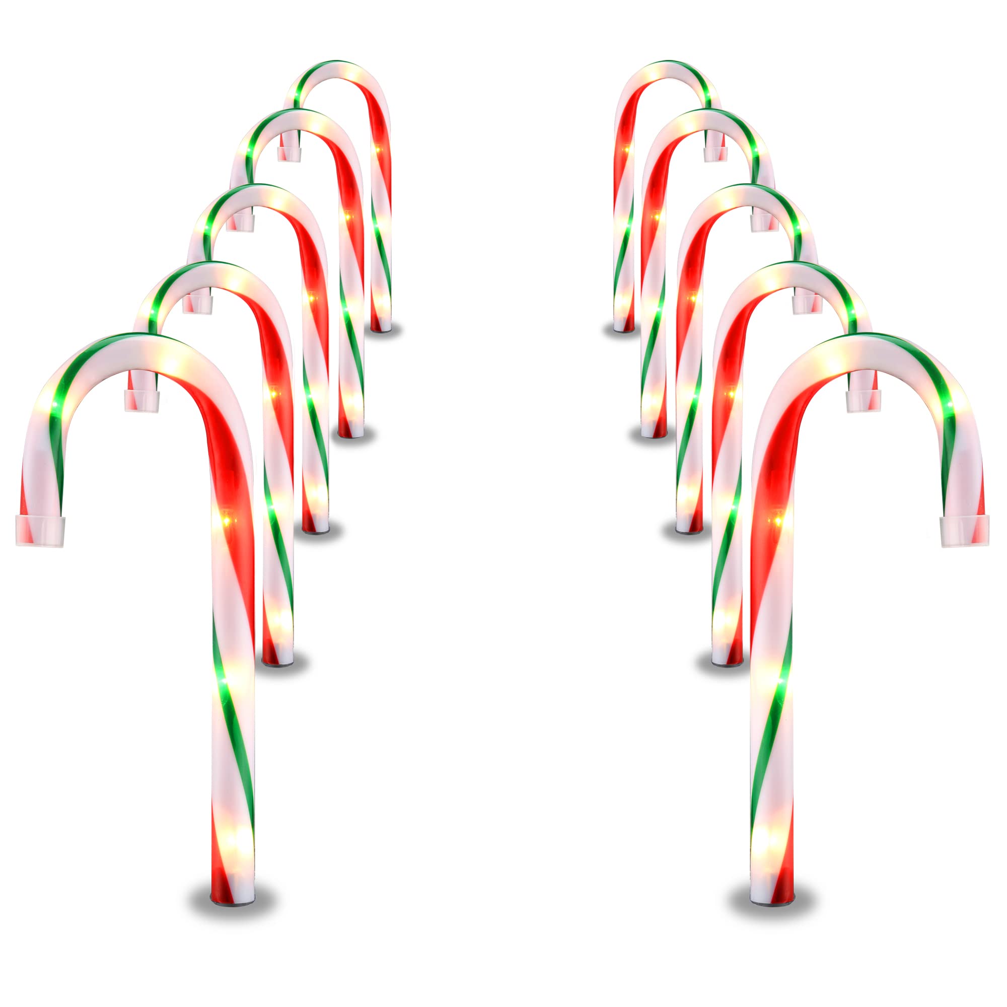 GAGALIFE Candy Cane Lights - 10 Pack Candy Cane Pathway Lights, 10 Christmas Candy Cane Lights, Outdoor Candy Cane Decor for Wal