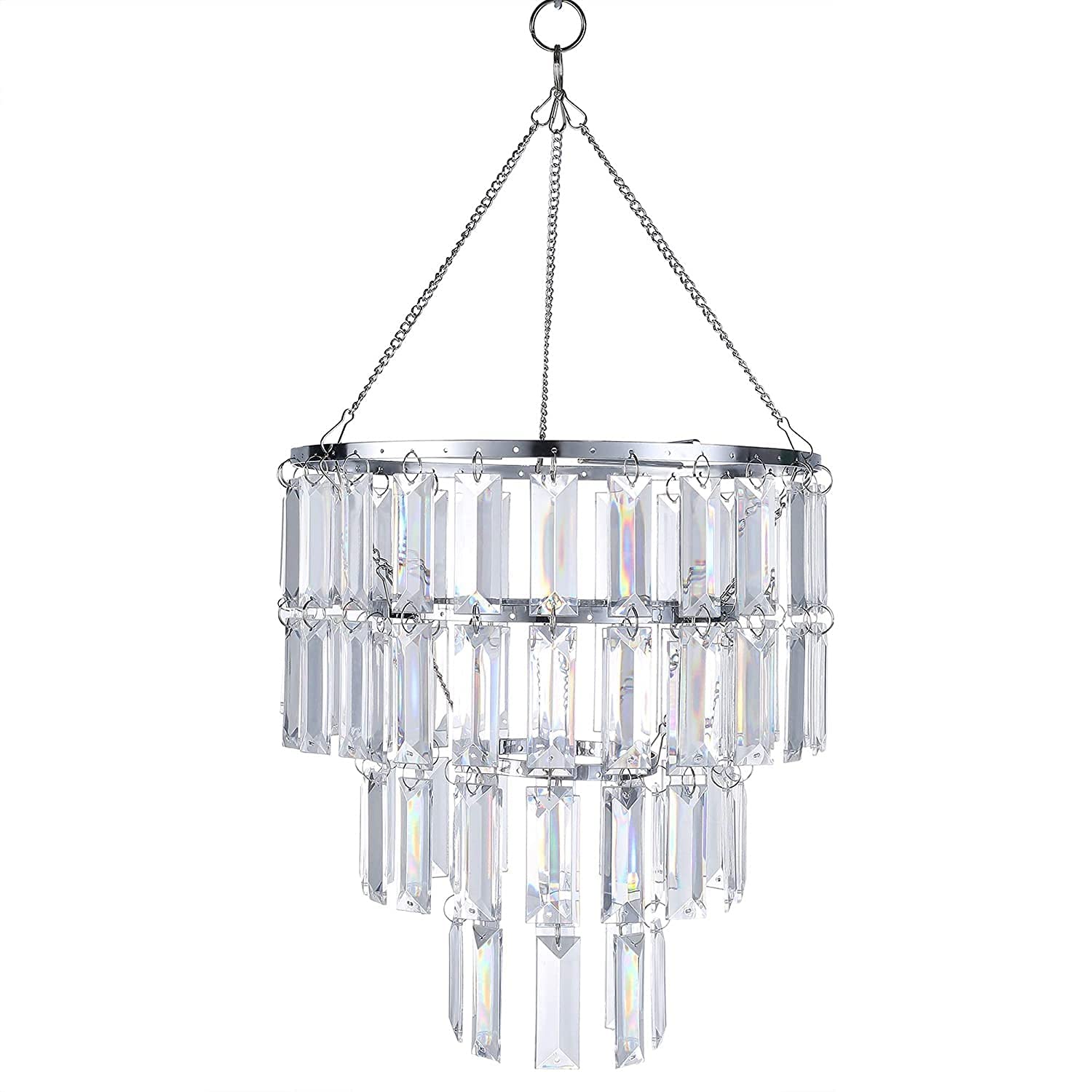 FlavorThings Modern Chandelier Pendant Light Fixture, Faux Crystal, Rectangle, Without Light Cord Kit, W10.25 x H11.5, Crystal
