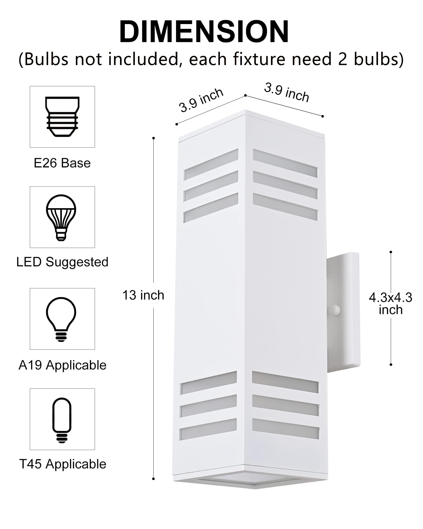 Housen Solutions Dusk To Dawn Outdoor Lighting, Ip65 Waterproof Exterior Light Fixtures, 2 Pack Sensor Porch Light Outdoor Wall