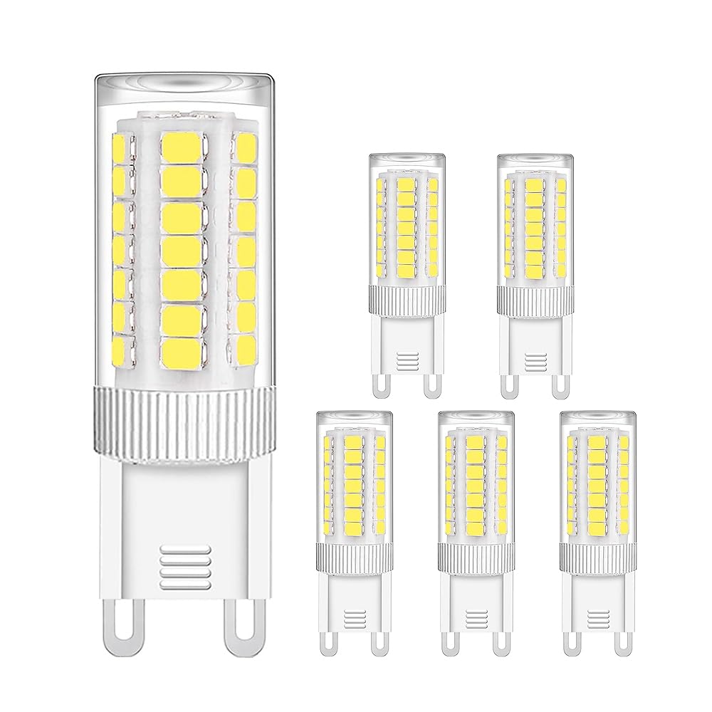 G9 Led Bulb Dimmable 4W, 40 Watt T4 G9 Halogen Equivalent, 6000K Daylight White, 110-130V No-Flicker, Ceramic Bi Pin Base,450 Lu