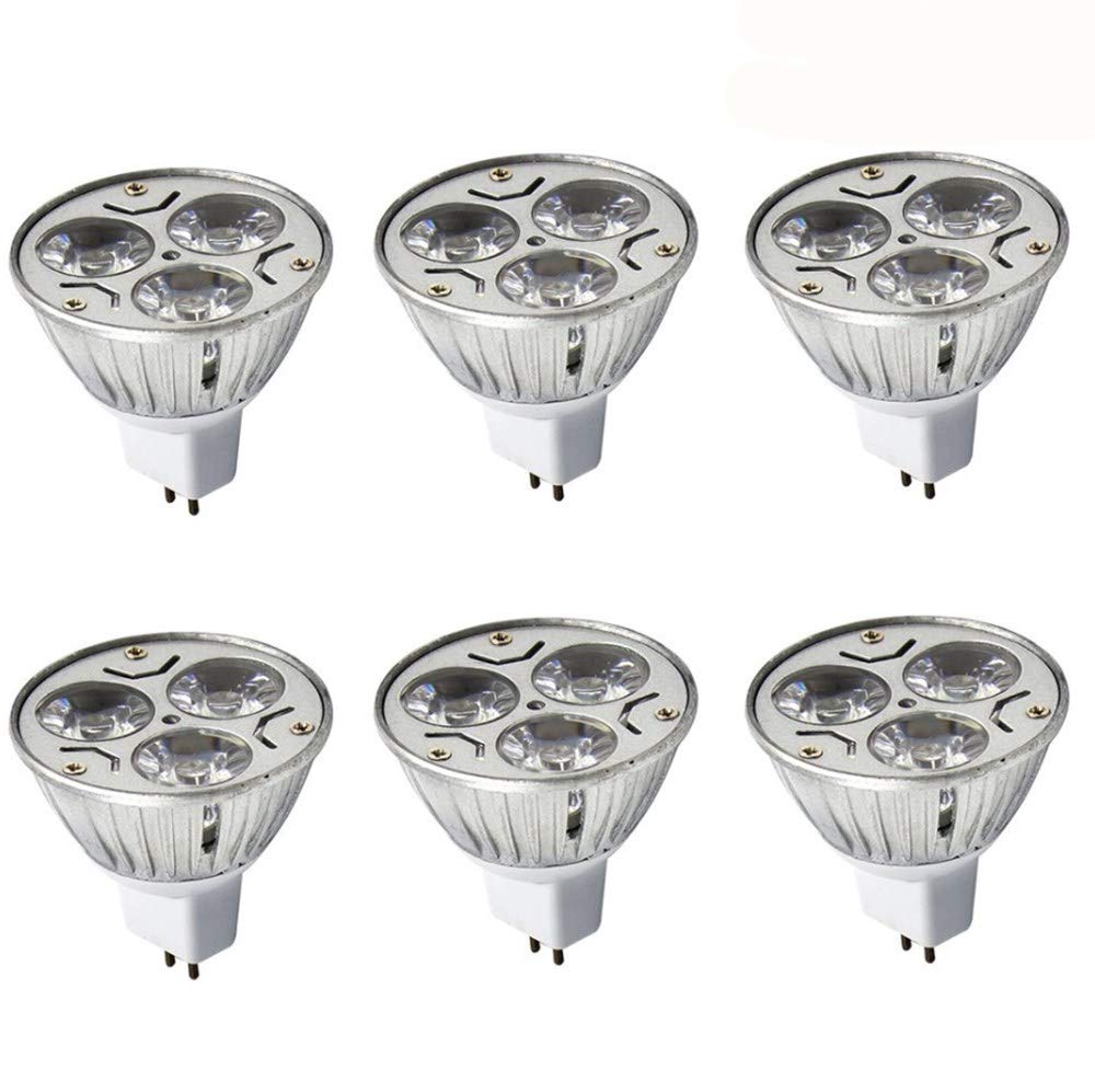 K JINGKELAI MR16 3W LED Bulbs, Warm White 2700K, 60° Beam Angle, 6 Count, Model YZMR16003WW