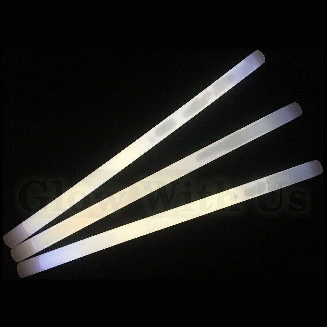 Glow With Us Glow Sticks - 100 Pack, 12” White, Industrial Grade, 14-Hour Glow, 3-Year Shelf Life, Ideal for Camping & Emergencies