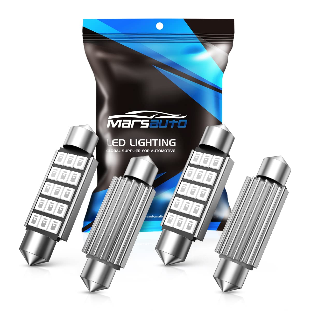 Marsauto 578 Led Map Light Dome Bulb Blue 211-2 212-2 Led Festoon Bulb 41mm 42mm 569 6411 6451 Car Light 1.59inch (Pack of 4)