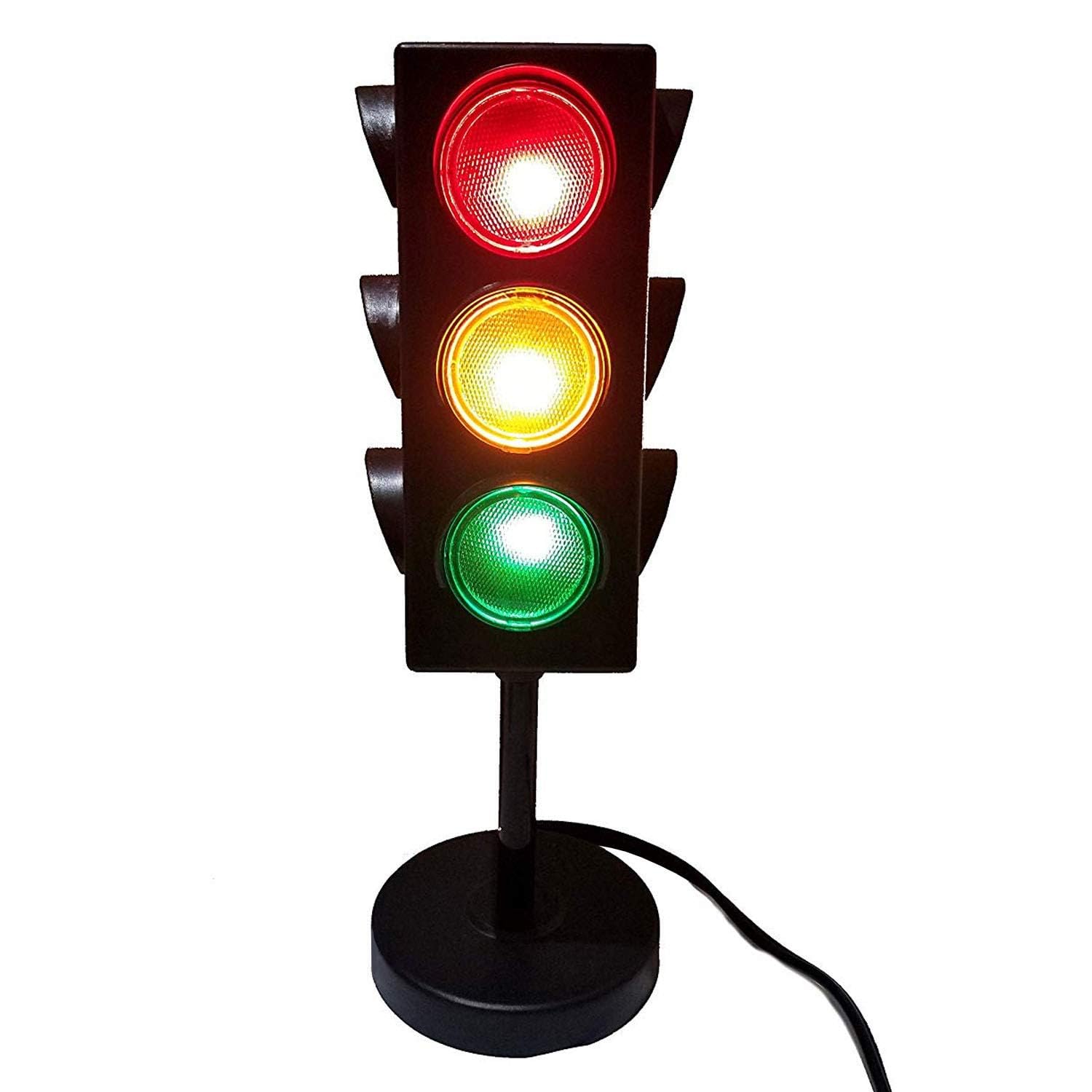 Kicko 11-Inch Traffic Light Lamp - Color Changing, USB/Battery Powered, Black Plastic - Ideal for Kids' Bedroom & Parties