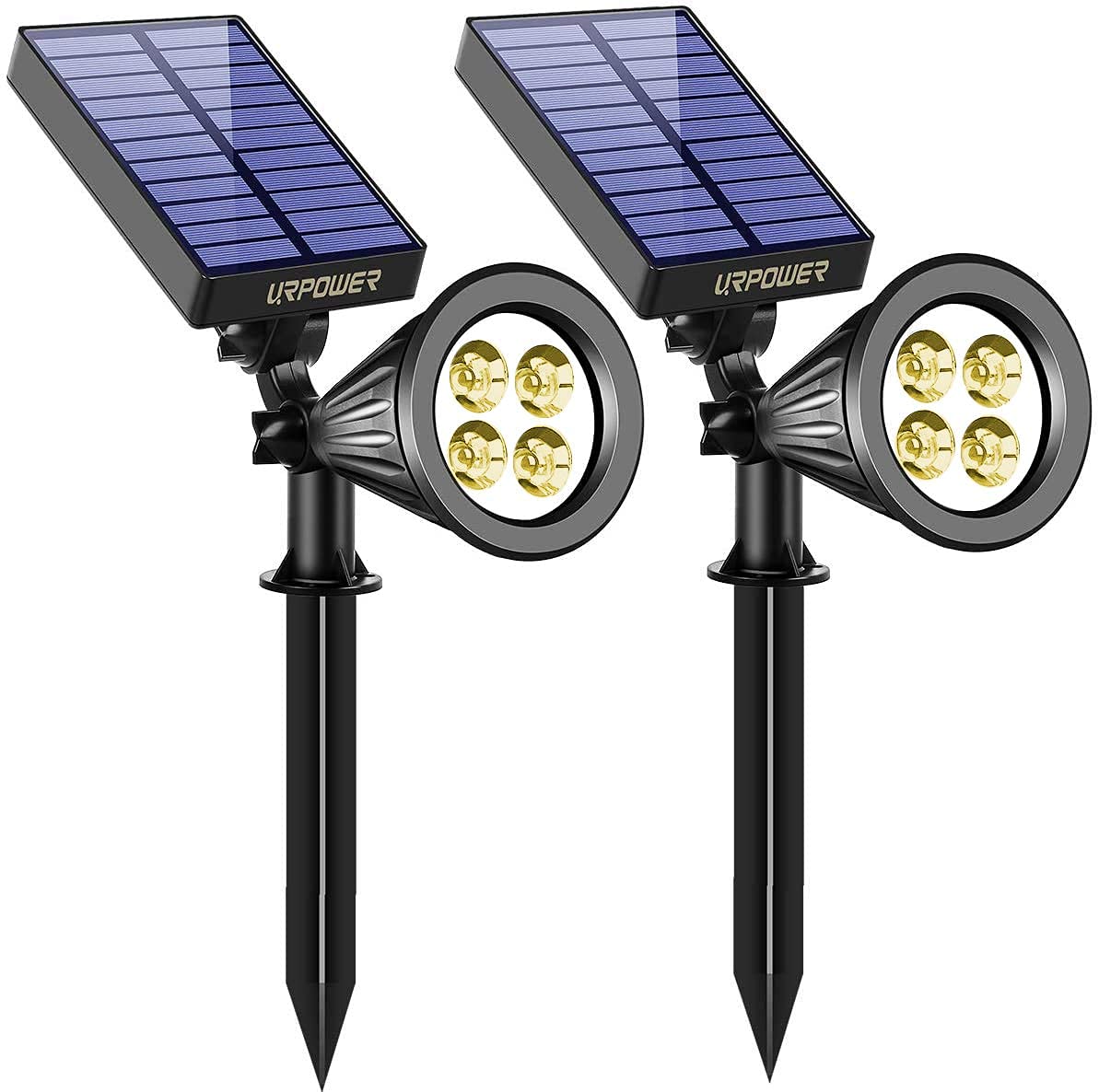 Urpower Solar Lights Outdoor, Adjustable Solar Spot Lights Outdoor, 2-In-1 Waterproof Solar Landscape Spotlights Wall Light, Dus