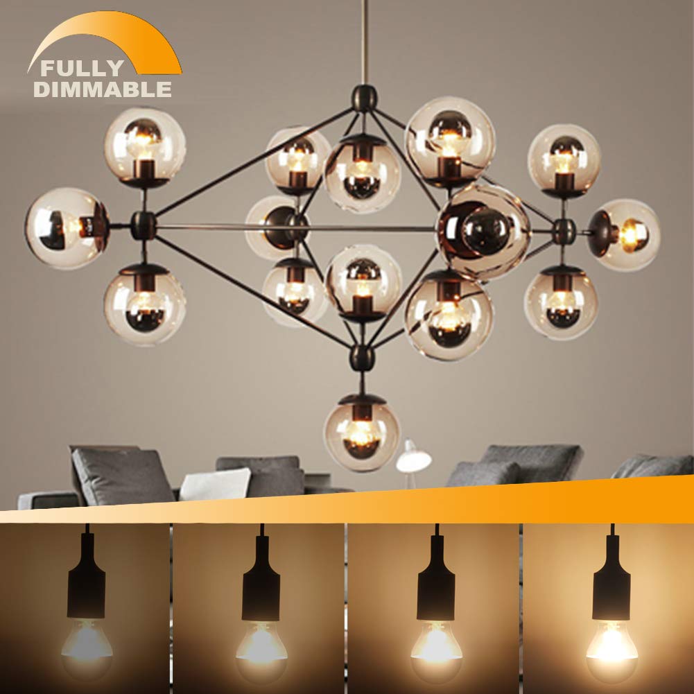 KarlunKoy Dimmable LED Edison Bulb, Half Chrome G80 Globe, 6W (60W Equivalent), 2700K Warm White, Pack of 4