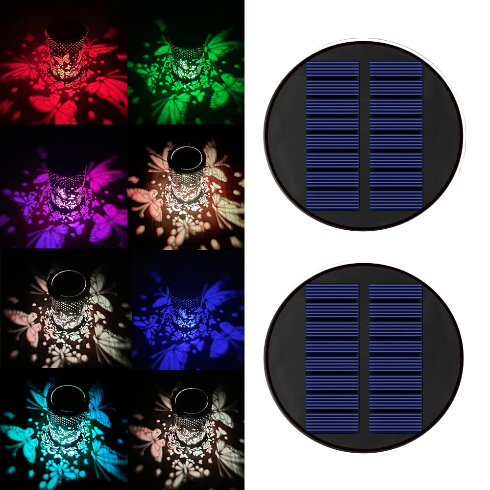 EDOF 2 Packs 8 Color Solar Lights Replacement Top(Top Size 3.74 inch,Bottom Size 2.83 inch),Garden Gift Garden Decor,Replacement