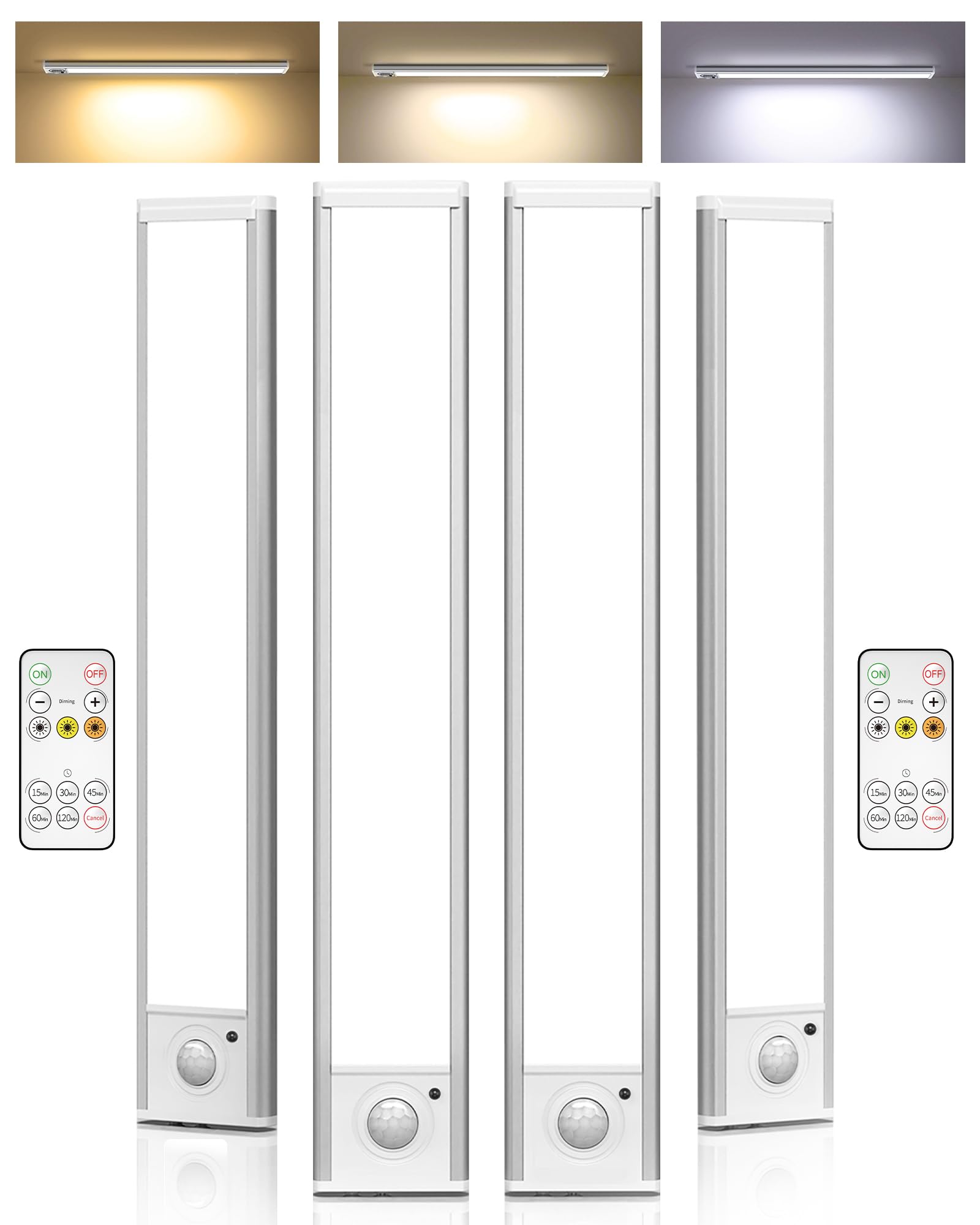 AMETHEUS Under Cabinet Lighting,LED Rechargeable Motion Sensor Light Indoor Battery Operated,3 Color Temps&Dimmable Closet Light