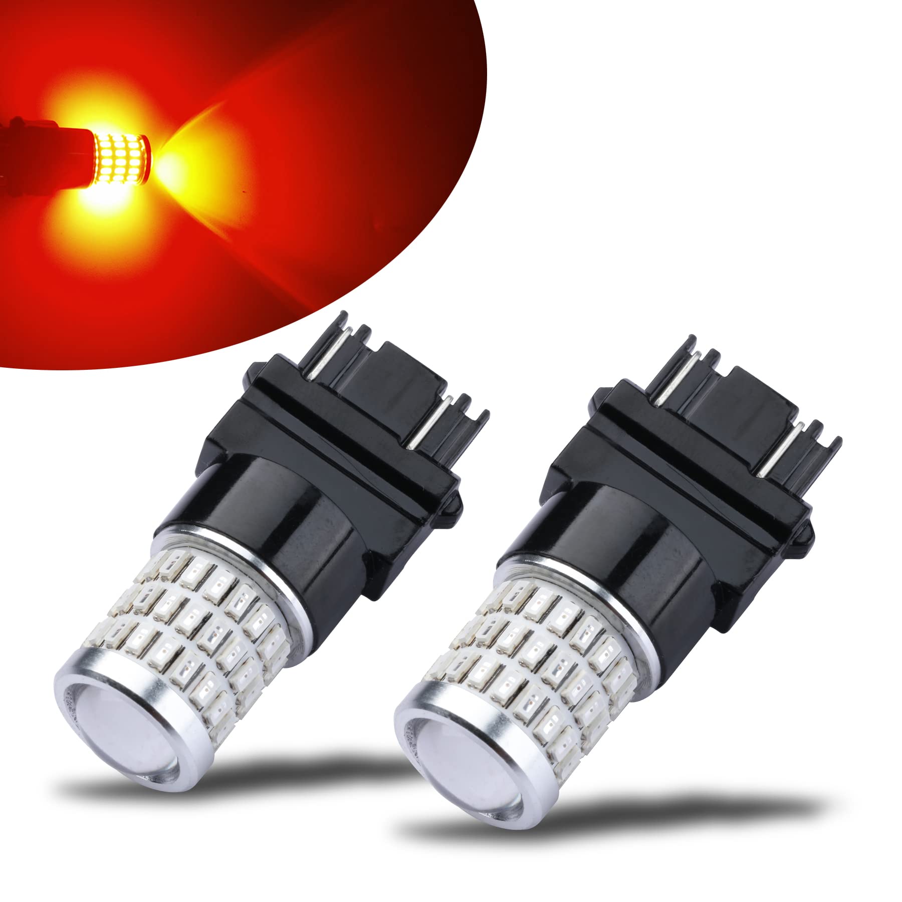 iBrightstar 3157 LED Bulb Red, 3057 LED Brake Lights Bulbs Super Bright for Rear Brake Lights and Tail Lights, 2 Pack