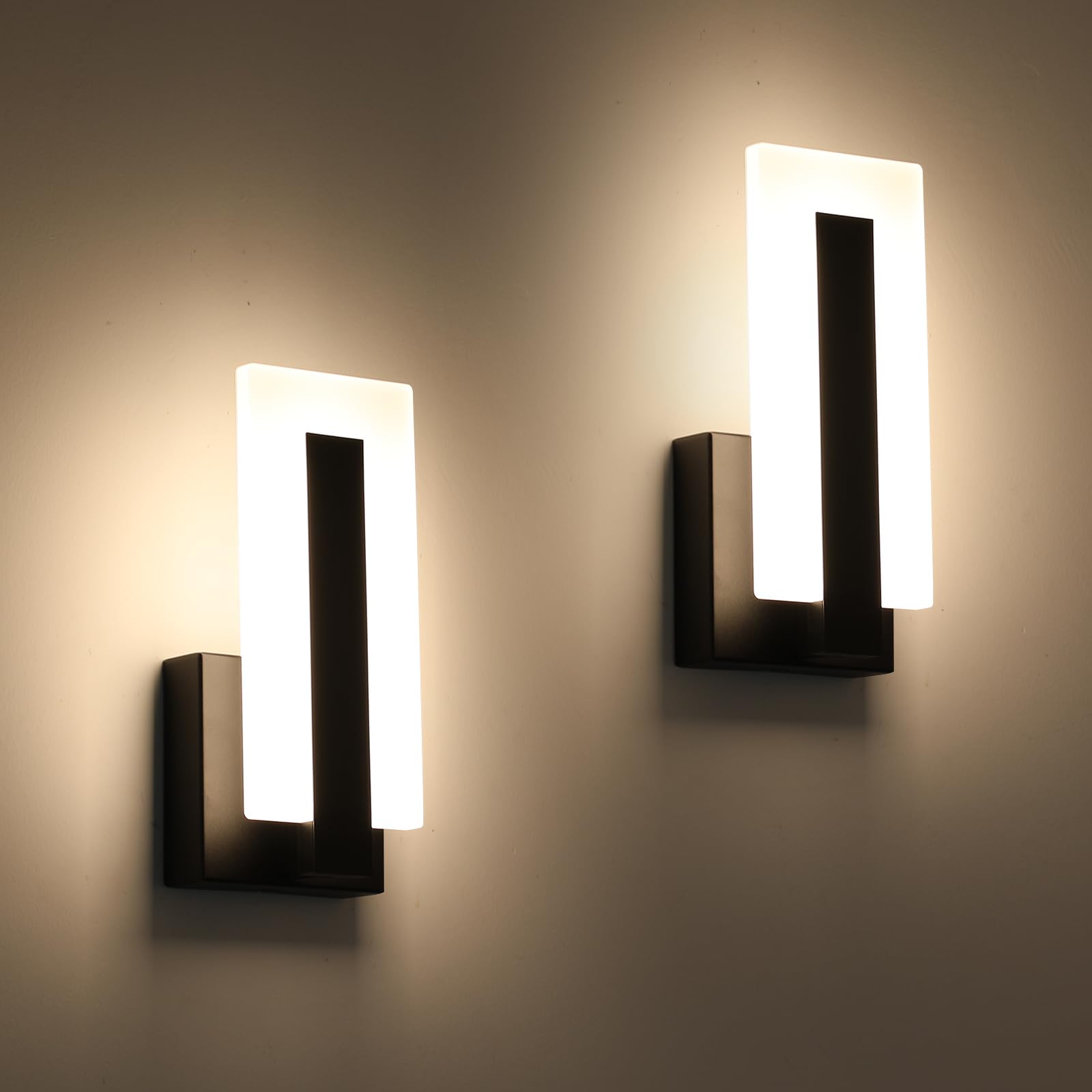 Pasoar Modern Wall Sconces, Led Dimmable Acrylic Light, Hardwired, 2Pack, Warm White 3000K, Model 3069-2P